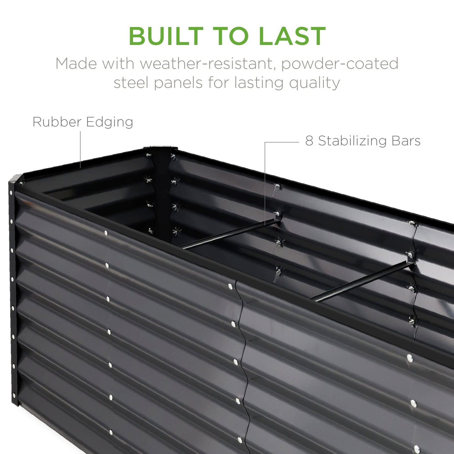 Best Choice Products 8x2x2ft Outdoor Metal Raised Garden Bed, Rectangular Deep Root Planter Box for Vegetables, Flowers, Herbs, and Succulents w/ 239 Gallon Capacity - Gray