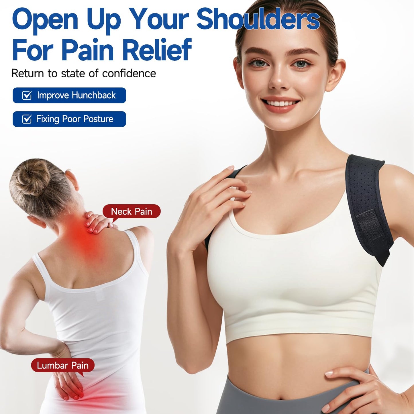 Abismat Back Posture Corrector for Men Women, Invisible Back Brace Shoulder Straightener for Neck Shoulder & Upper Back Pain Relief, (Chest Size 27"-38")