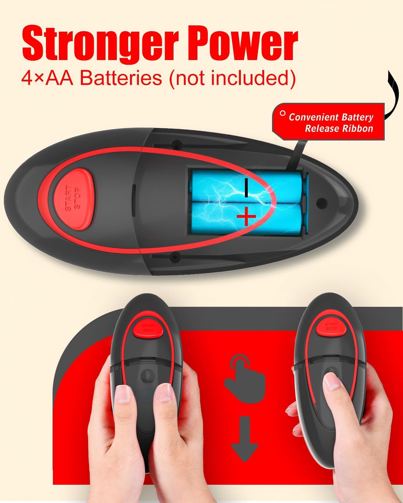 One Touch Electric Can Opener Fits Almost All Can Sizes for Seniors with Arthritis, Hand Held Battery Operated Can Opener with Smooth Edge, Food Safe Kitchen Gadgets Automatic Can Opener for Kitchen