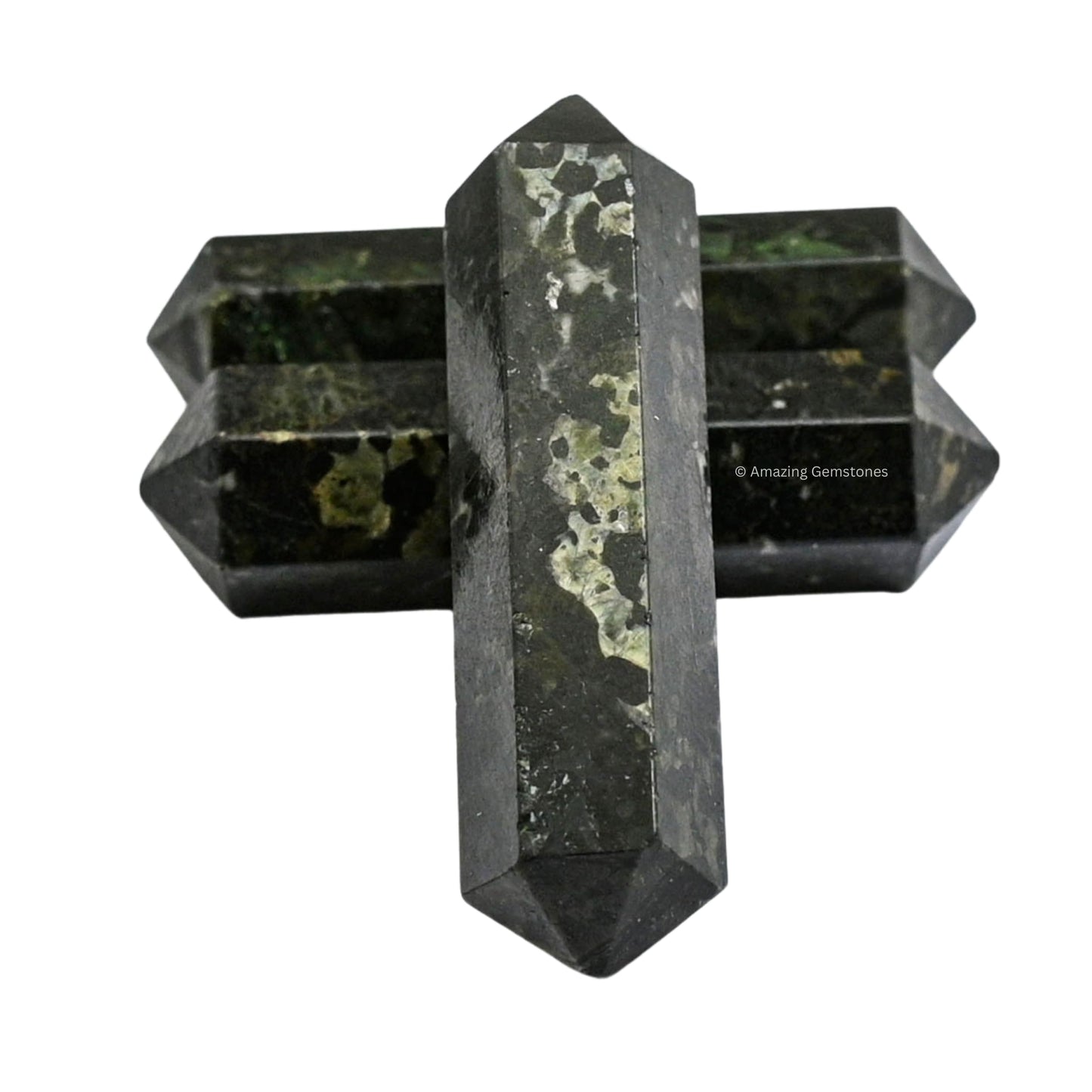 Amazing Gemstone Nuummite Crystal Points Bulk Healing Crystals & Stones - Pack of 3 Double Terminated Healing W& Point Bulk Crystals for Crafts, Crystal Grid, DIY Work - Premium Crystals