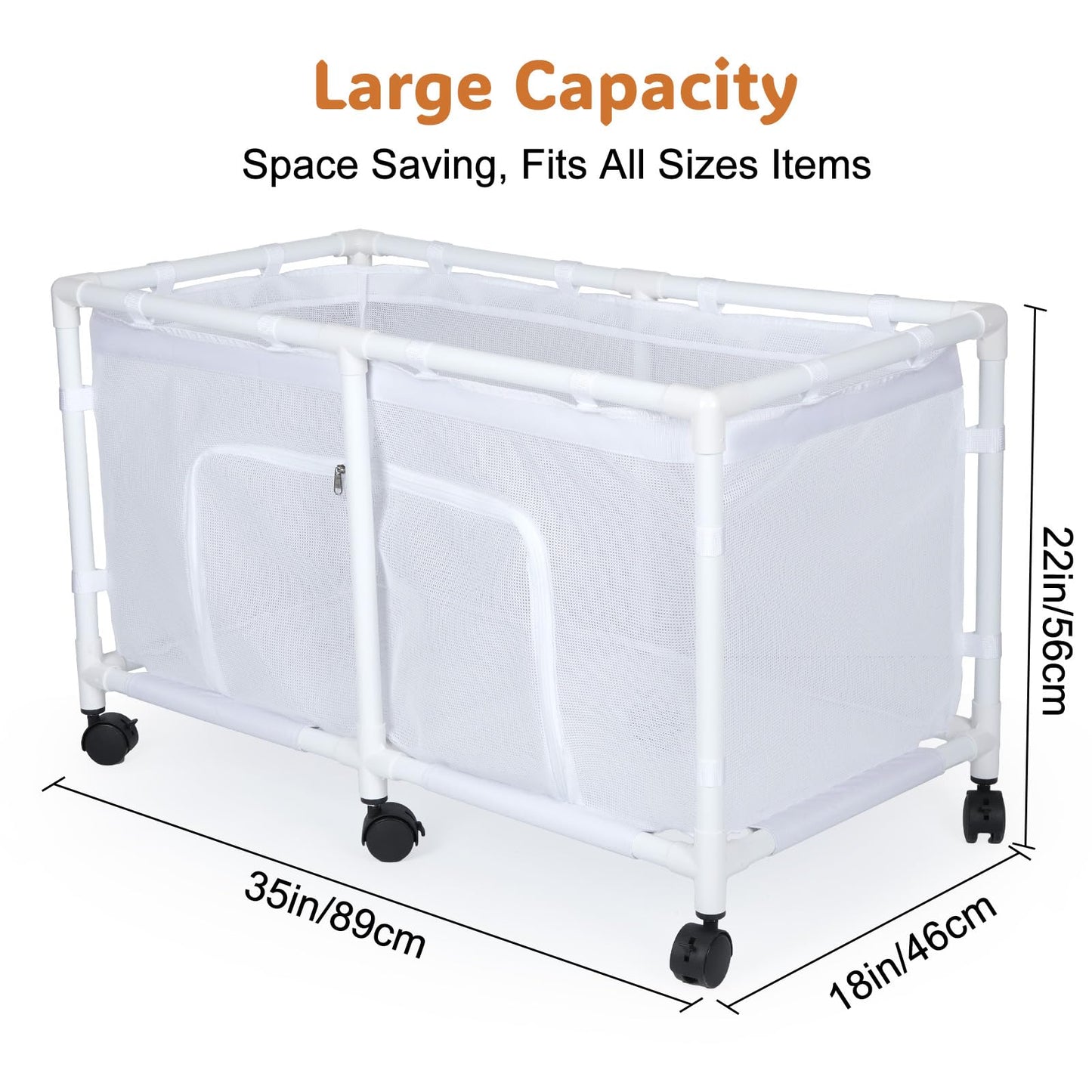 FIOBEE Toy Box for Girls Boys with See-through Mesh & 360° Rotating Wheels Toy Chest Organizer Easy Install Stuffed Animal Storage for Nursery Playroom Toy Storage Bin, White