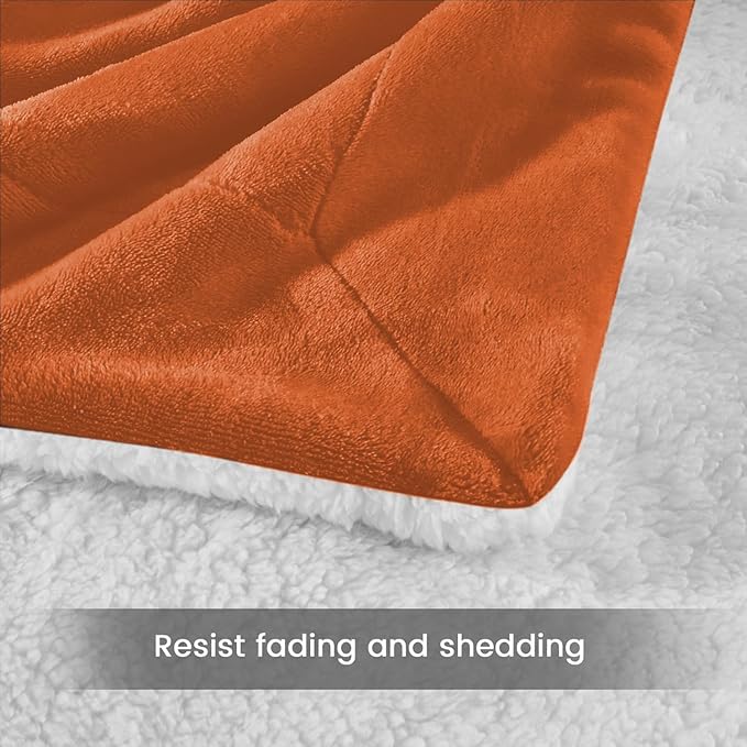 IR Imperial Rooms Sherpa Fleece Throw Blanket for Couch - Soft and Fuzzy Rust Blanket for Winter - Reversible Thick and Warm Fluffy Throw Blankets for Bed, Sofa, Camping and Travel, 50x60 Inches
