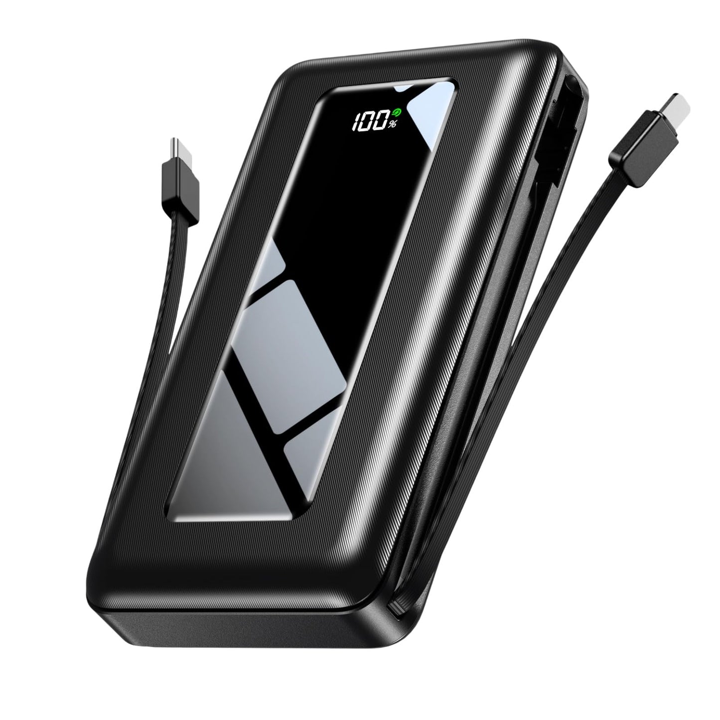 JKELAR Power Bank, 50000mAh Portable Charger, Travel Camping Essential Battery Pack with Built-in Cables, PD 22.5W Fast Charging, Large Capacity Portable Phone Charger, Jet Black
