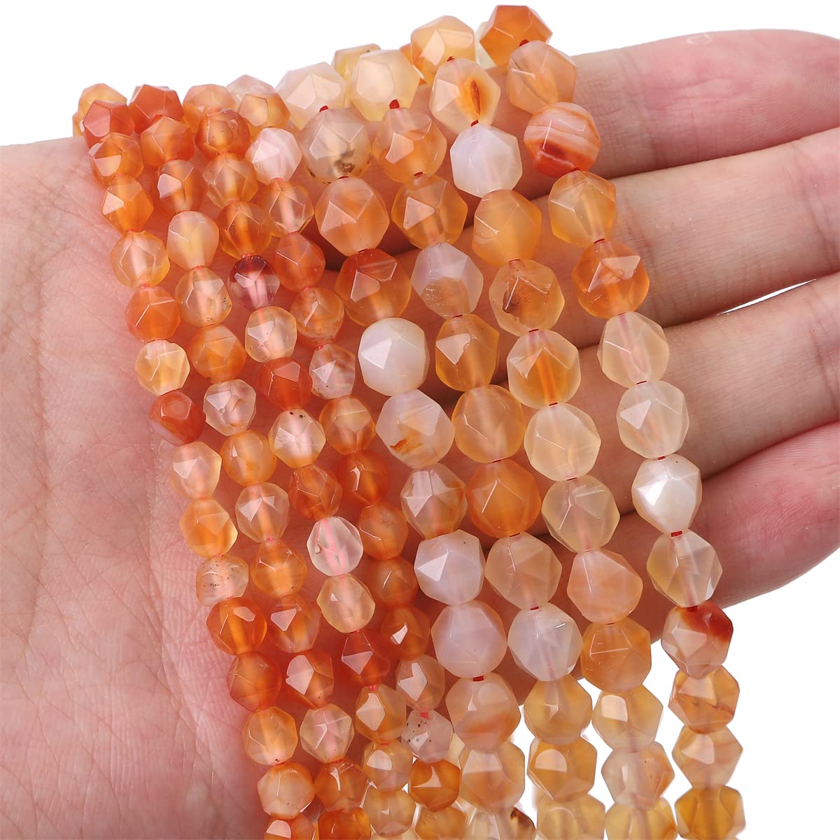 BEADIA Faceted Natural Sunstone Stone Round Beads 6mm 36cm/Strand for Jewelry Making