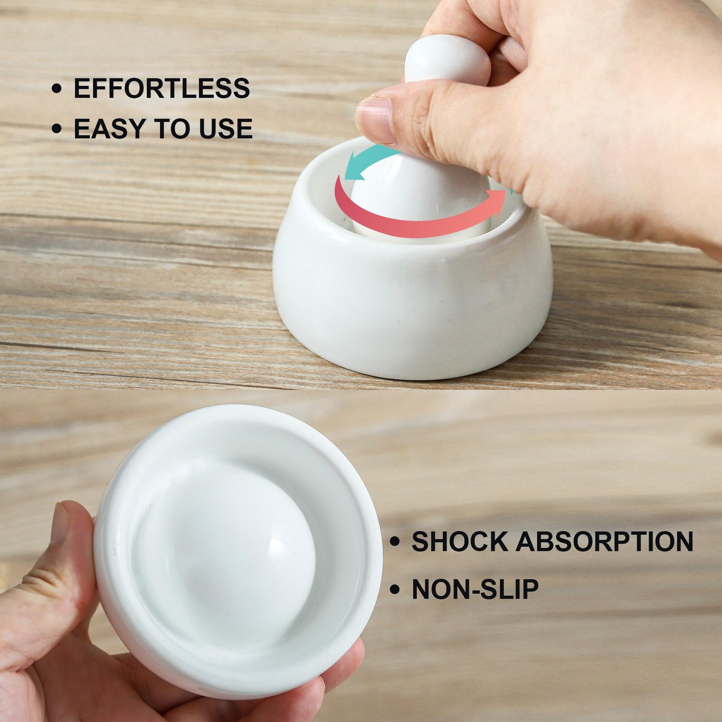 Howise Mortar and Pestle Set, Pill Grinding Bowl,Pill Crusher and Spice Stone Grinder, 2.5 Inch, 1/2 Cup, Grinding is Efficient and Labor-Saving