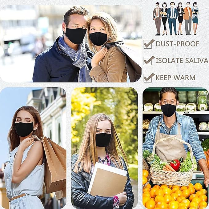 Black Reusable Breathable Cloth Face Protection，Adjustable Washable Male and Women Fashion Face Protection Cover
