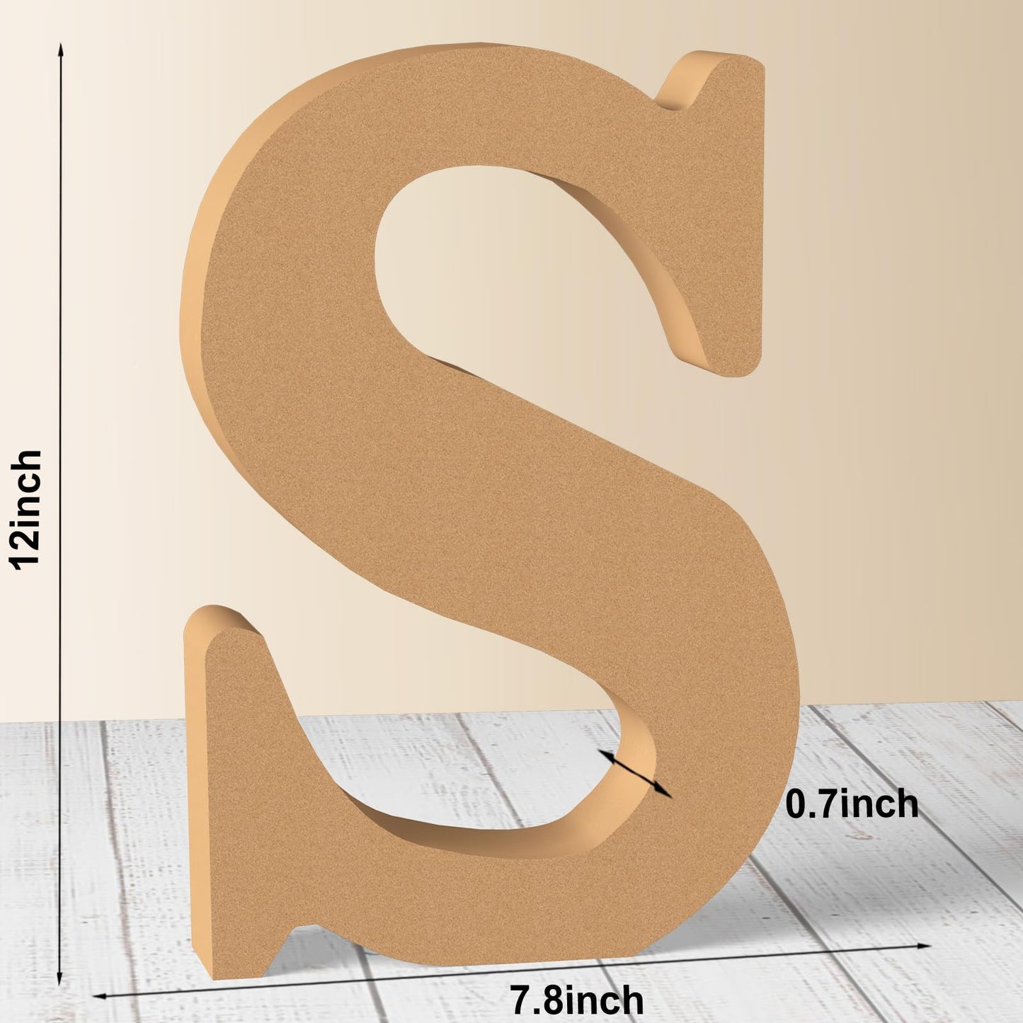 AOCEAN 12 Inch Designable Wood Letters Unfinished Wood Letters for Wall Decor Decorative Standing Letters Slices Sign Board Decoration for Craft Home Party Projects (S)