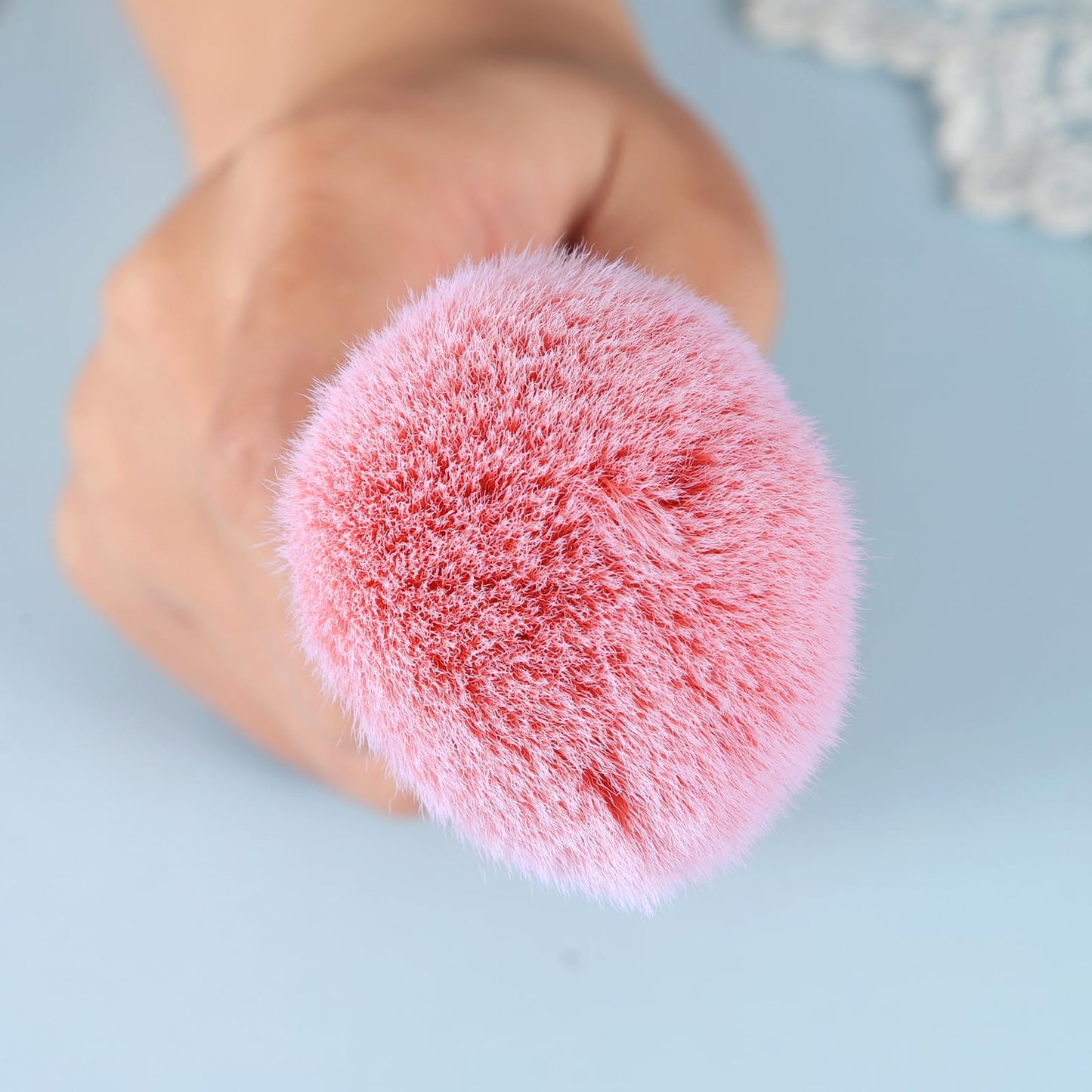 SILPECWEE 1pc Nail Art Dust Brushes For Acrylic Nails Pink Shiny Rhinestone Fluffy Powder Brush Loose Face Cosmetics Blending Liquid Foundation Powder Make Up Brushes Nail Cleaning Tools