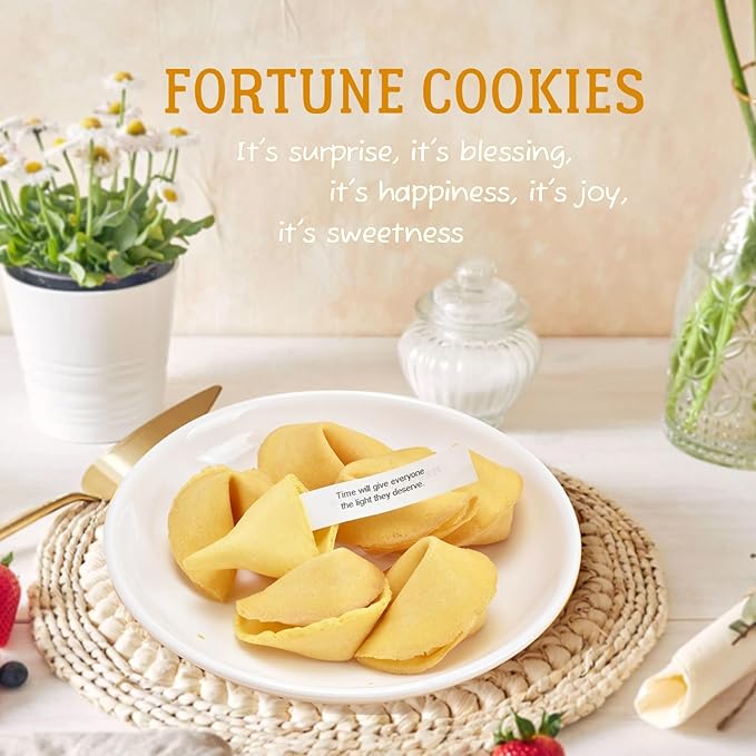 Soeos Fortune Cookies, Fortune Cookies Individually Wrapped Bulk, Approx 50 Cookies, Individually Packed Crisp Cookies with Fun, Traditional Chinese New Year Fortune Cookie, 8 Ounce (1 Pack)