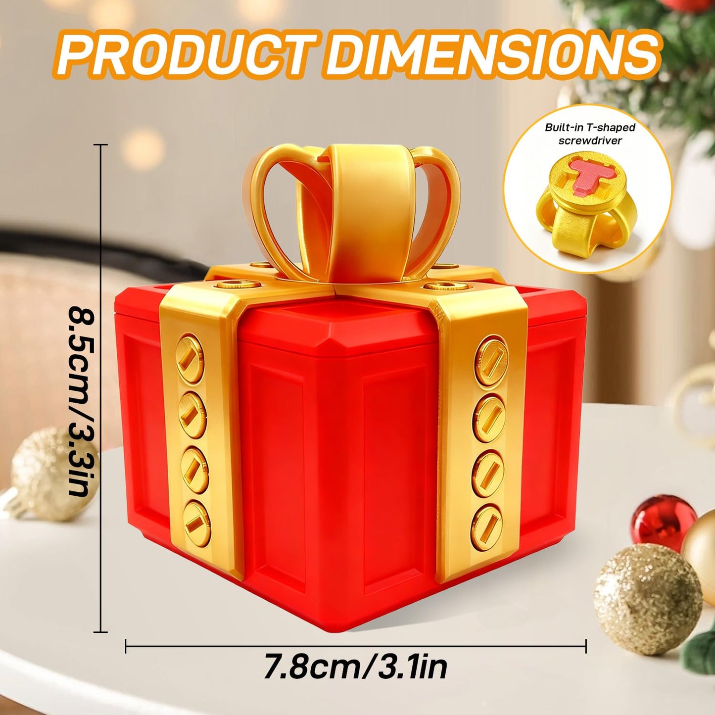 Zercuop The Annoying Present, Annoying Gift Box with Screws, Take Apart Box to Get Gift, Funny Prank Gag Gift for Christmas (Red)