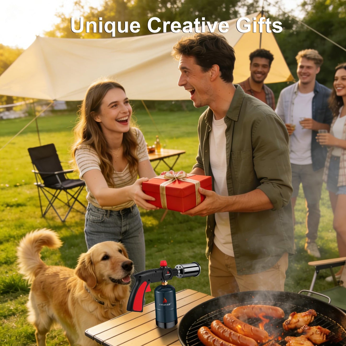 Powerful Grill & Cooking Propane Torch, flame thrower gun, Kitchen Cooking Torch, Sous Vide, Campfire Starter, Adjustable Wood Torch Burner for Searing Steak, BBQ, Welding（Propane Tank Not Included）