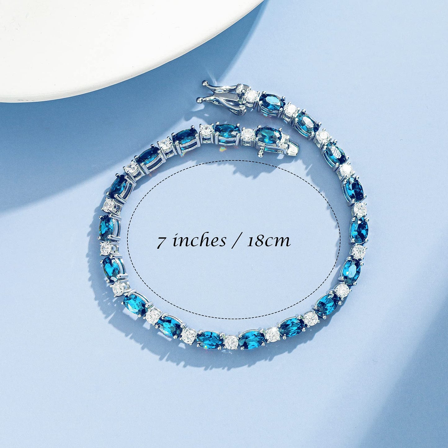 FANCIME December Birthstone Bracelets Sterling Silver Created Topaz Tennis Bracelet Fine Birthday Jewelry Gift for Women 7"