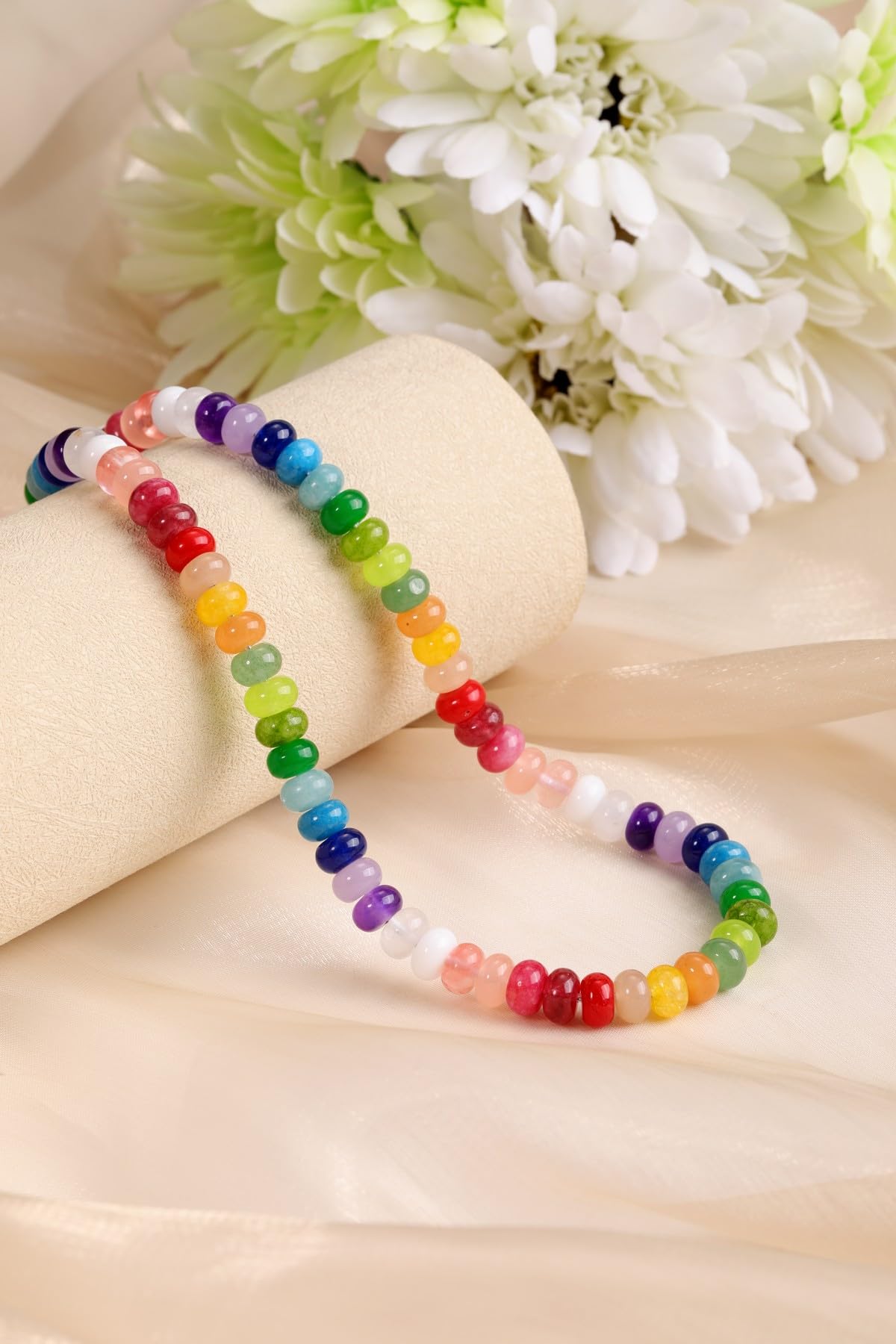 Jovivi 5x8mm Mulitcolor Natural Rondelle Stone Beads,Polished Semi Precious Gemstone Abacus Beads,Genuine Real Healing Crystals Bead for Bracelet Necklace Jewelry Making