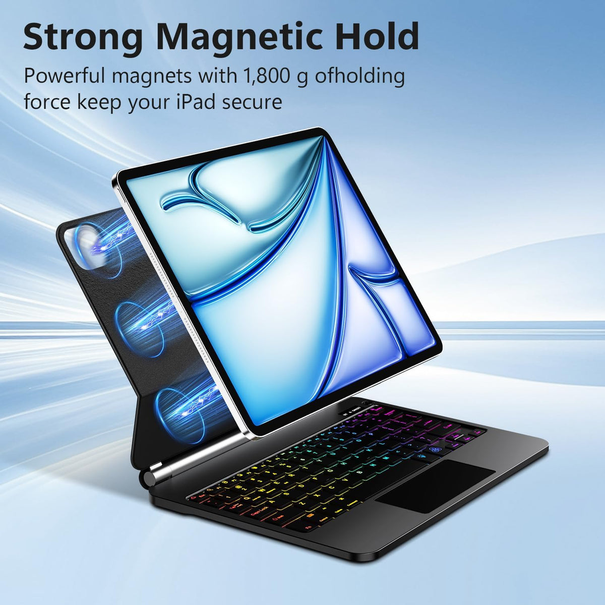 Keyboard Case for iPad Air 11-inch (M3 2025 / M2 2024) & iPad Pro 11 inch(1st/2nd/3rd/4th Generation)，Magic Magnetic Backlit Keyboard Case with Multi-Touch Trackpad- Easy-Set Floating Cantilever Stand