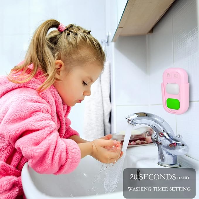 SOARING Kids' Teeth Brushing & Hand Washing Timer, Color Indicator for Training - Stick on Bathroom (Pink)