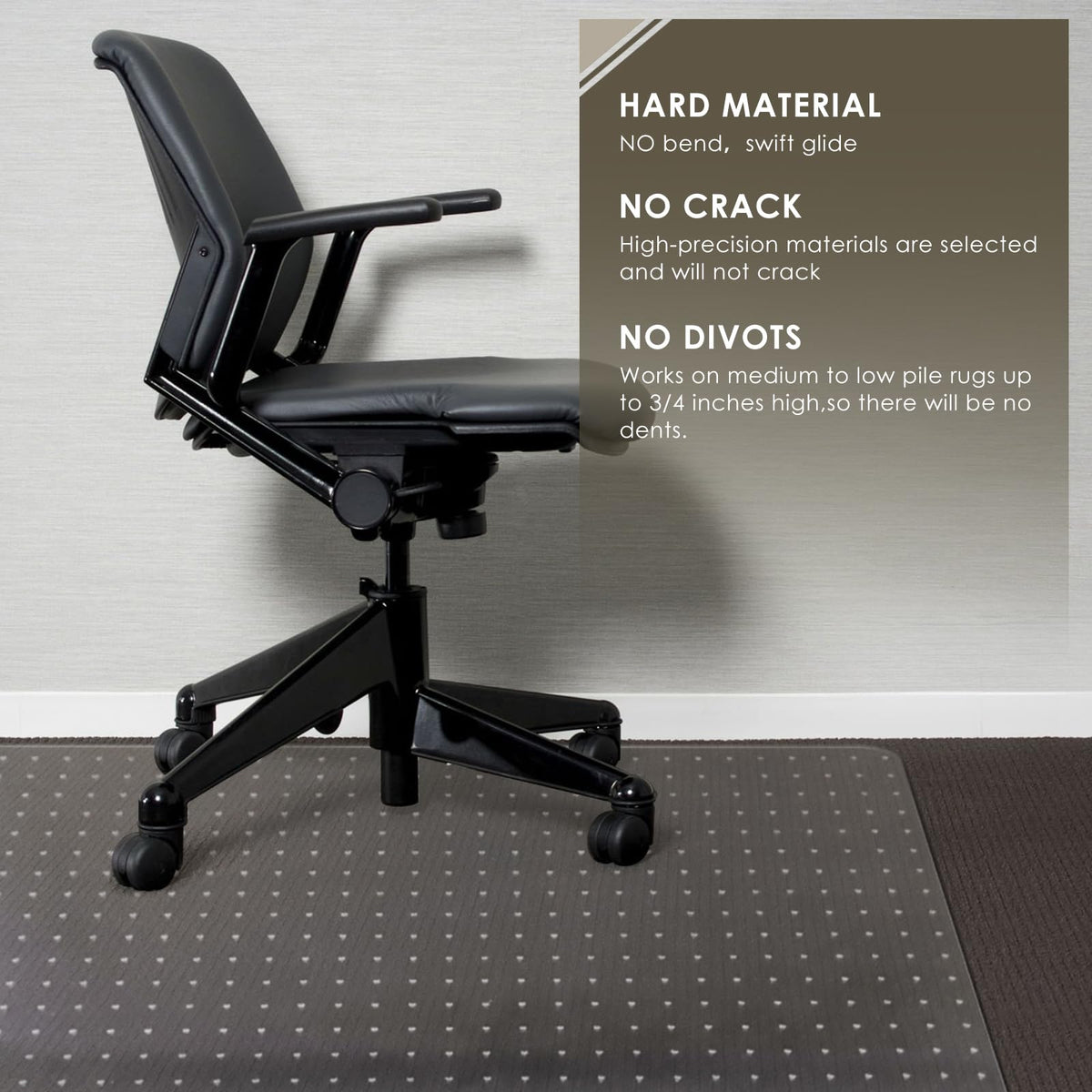 Heavy Duty Office Chair Mat for Carpet 45" x 53" Hard Material Large (2 Count)