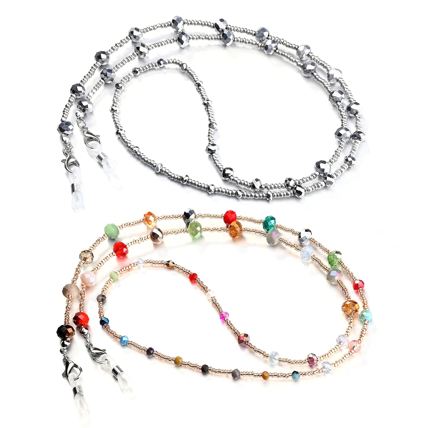 humlbird 2 Pcs Glasses Chain Mask Lanyard Strap Mask Chain Face Mask Holder Around Neck Eyeglass Chain for Women Stylish, Grey Colorful