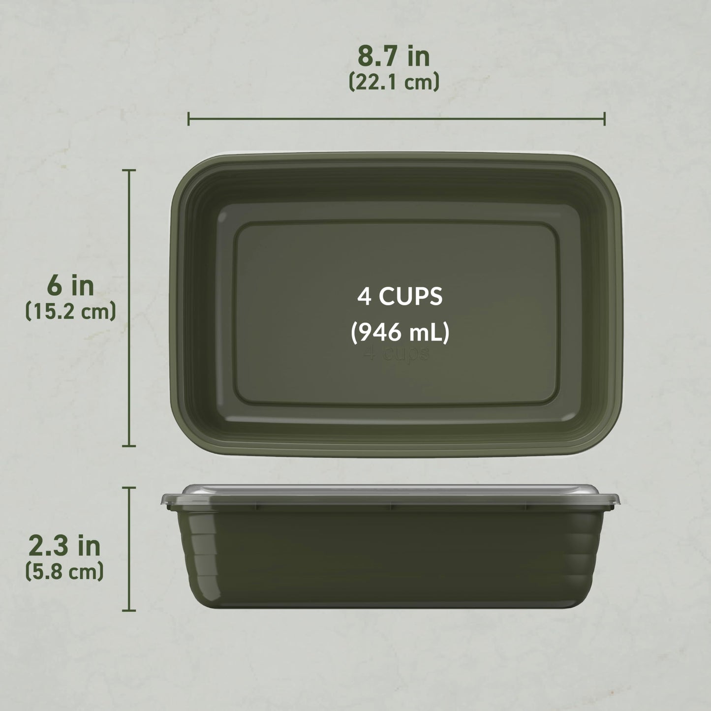 Bentgo Prep - 20-Piece 1-Compartment Reusable Meal Prep Containers with Lids, PFAS & BPA Free Materials, Durable, Microwave, Freezer, & Dishwasher Safe To Go Food Storage (Khaki Green)