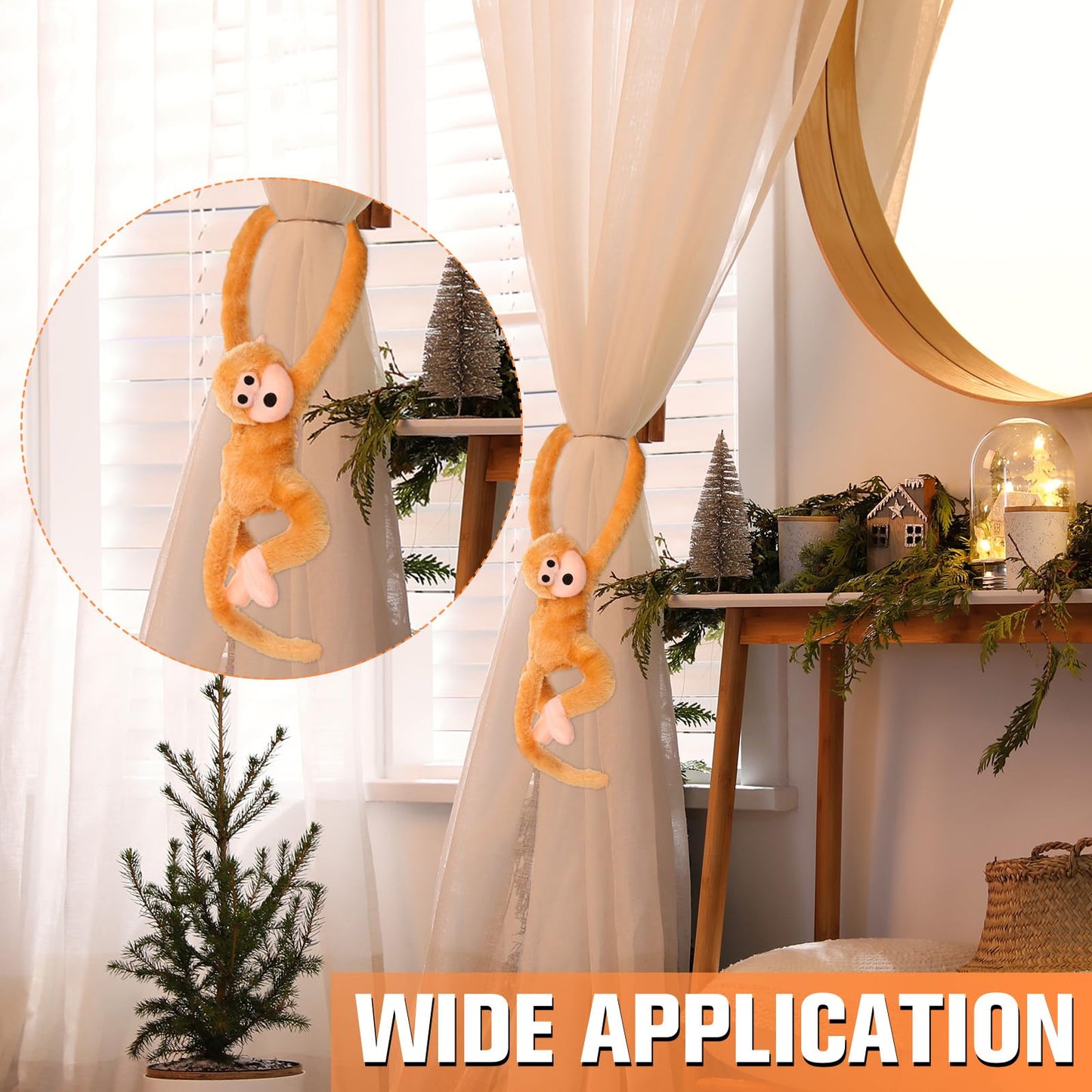 Chivao 2 Pcs Hanging Monkey Stuffed Animal, Hanging Monkey Plush with Hook and Loop Fasteners Hands Stuffed Toy for Birthday Party Favors Decorations, Brown and Khaki(28 Inch)
