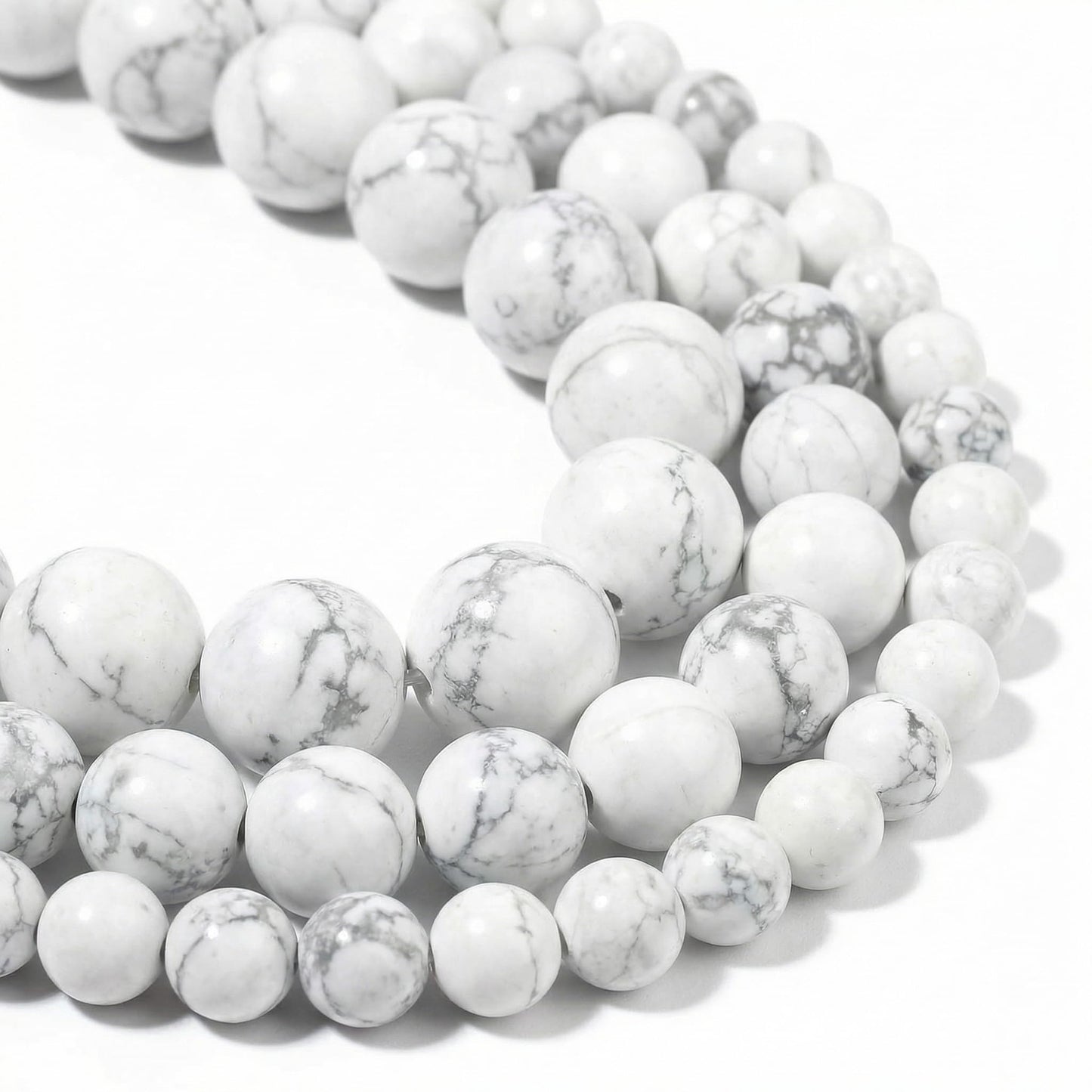 Yochus 60pcs White Howlite Turquoises Beads，6mm Healing Power Natural Stone Round Loose Beads for Jewelry Making Earring Necklace DIY Crafts