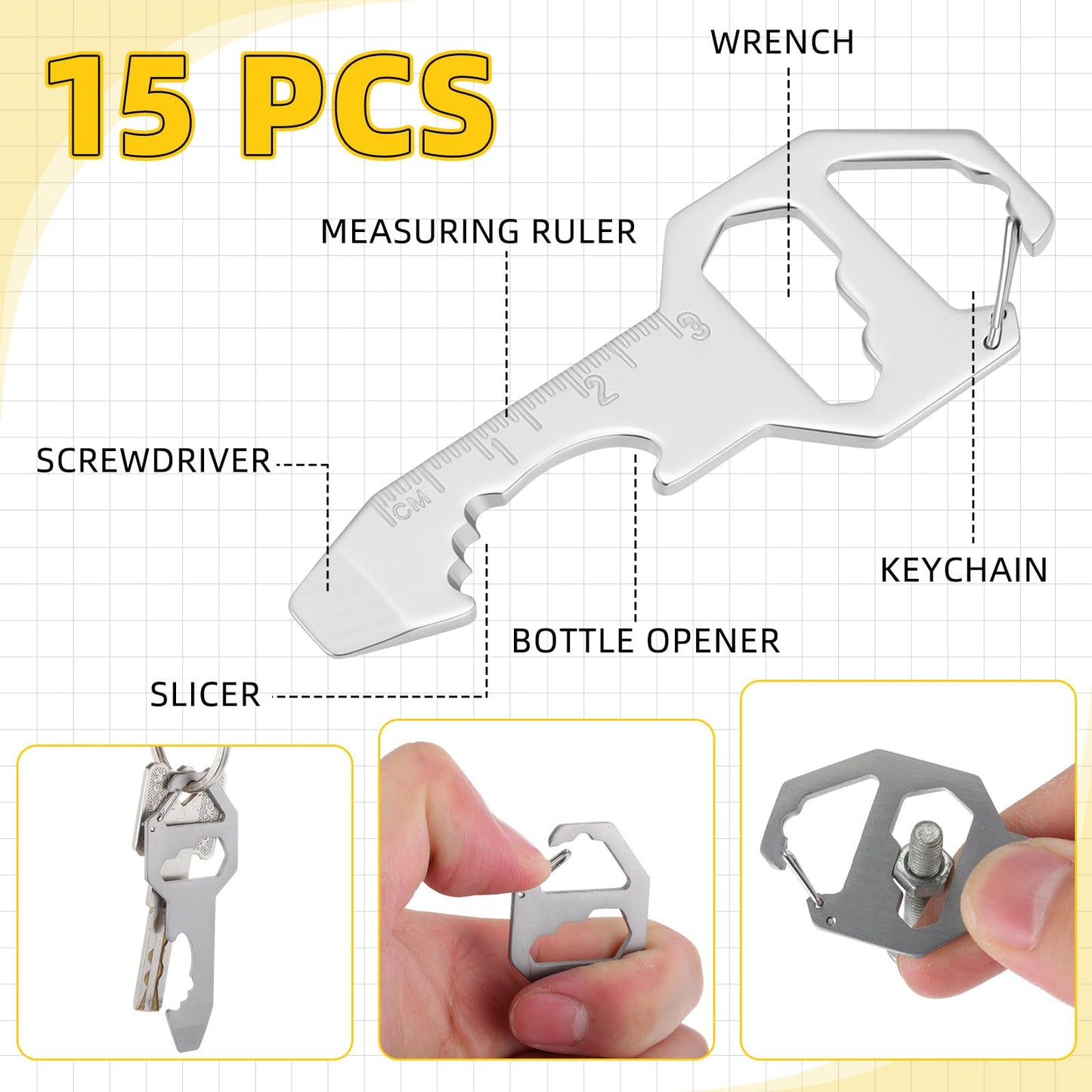 Yeaqee 30 Pcs Multi Tool Gifts For Men 6 In 1 Screwdriver Multi Tool Pens With Stainless Steel Keychain Multi-function Pens Bulk Men Gifts For Dad Husband Father's Day Birthday (Classic Color)