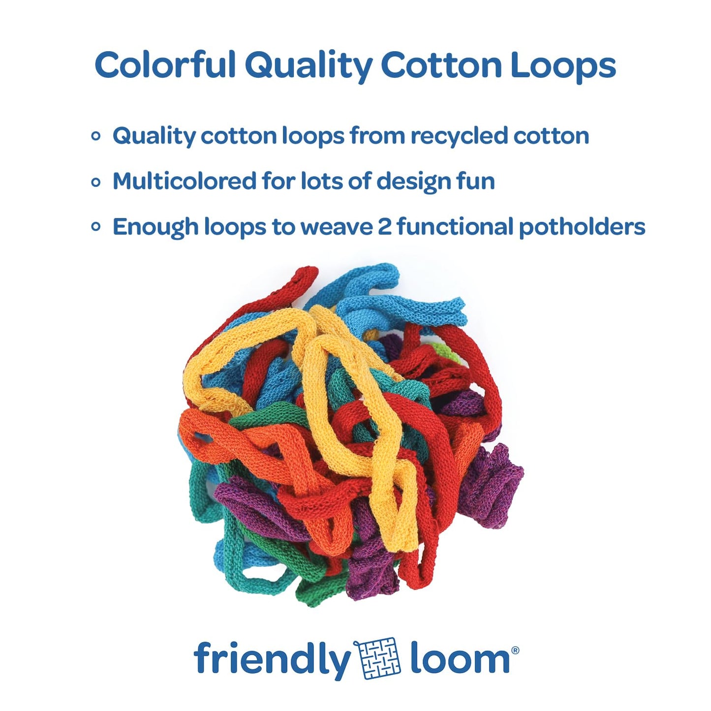 Harrisville Designs Friendly Loom Potholder Pro Weaving Kit | 10”x10” Sturdy Metal Loom and Quality Cotton Weaving Loops | Complete Kit to Weave 2 Large, Durable Potholders | Made in the USA