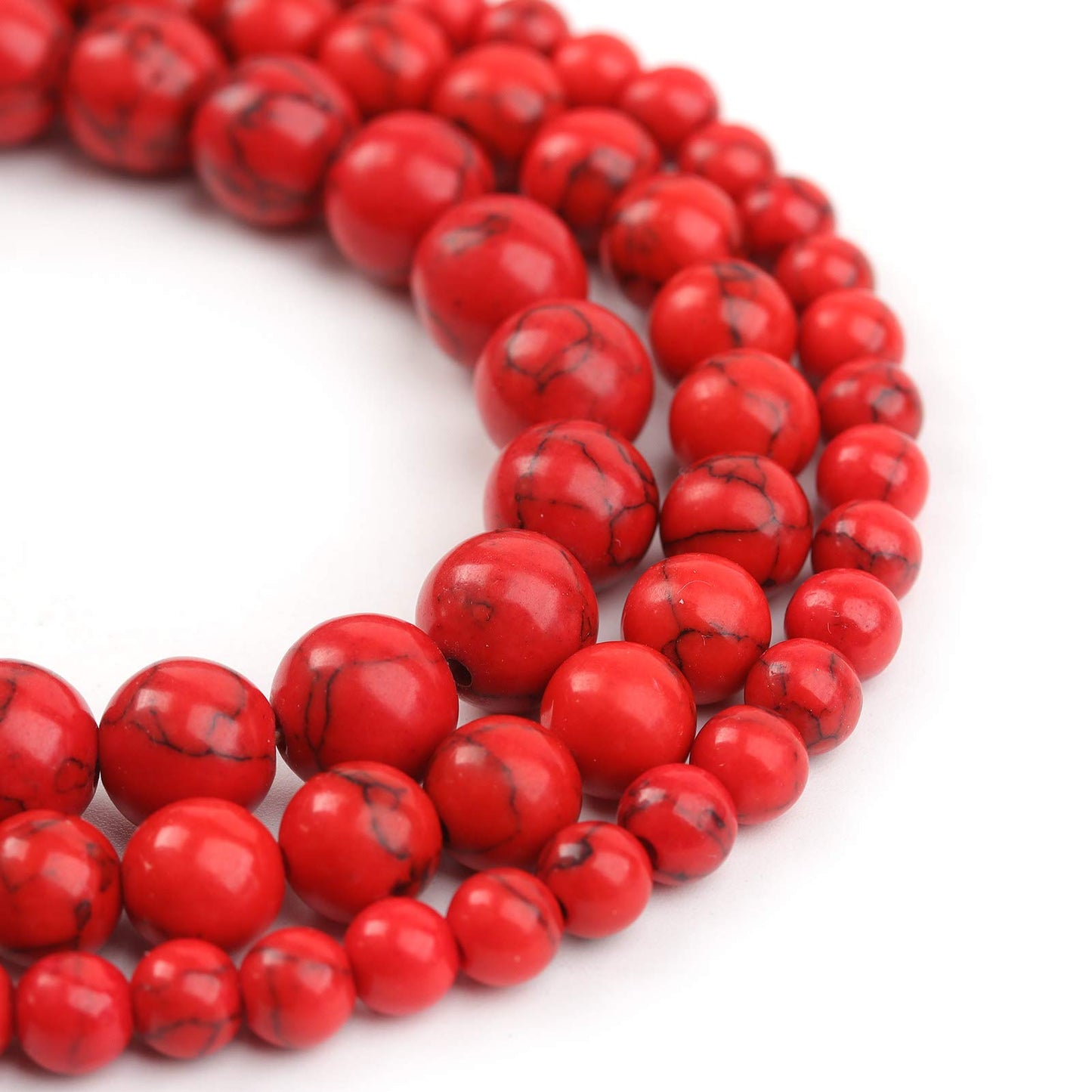 Filluck Natural Stone Beads 8mm Red Turquoise Polished Round Smooth Gemstone Beads for Jewelry Making 15 Inch(Red Turquoise,8mm)