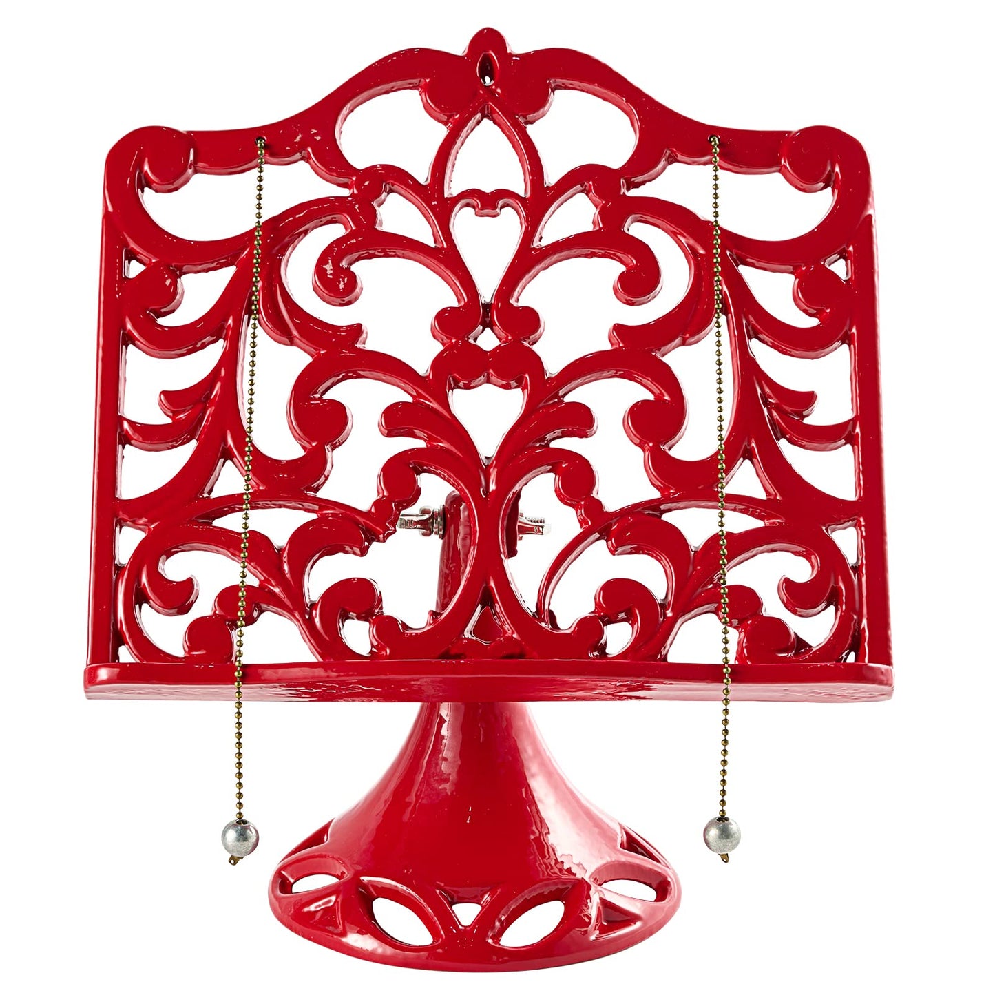 JOGREFUL Adjustable Cookbook Stand, Cast Iron Heavy-Duty Recipe Book Holder, Kitchen Vintage Recipe Book Holder, Reading Rest Holder for Easel/Counter/Books/Magazine/iPad/Bible, Classic Red