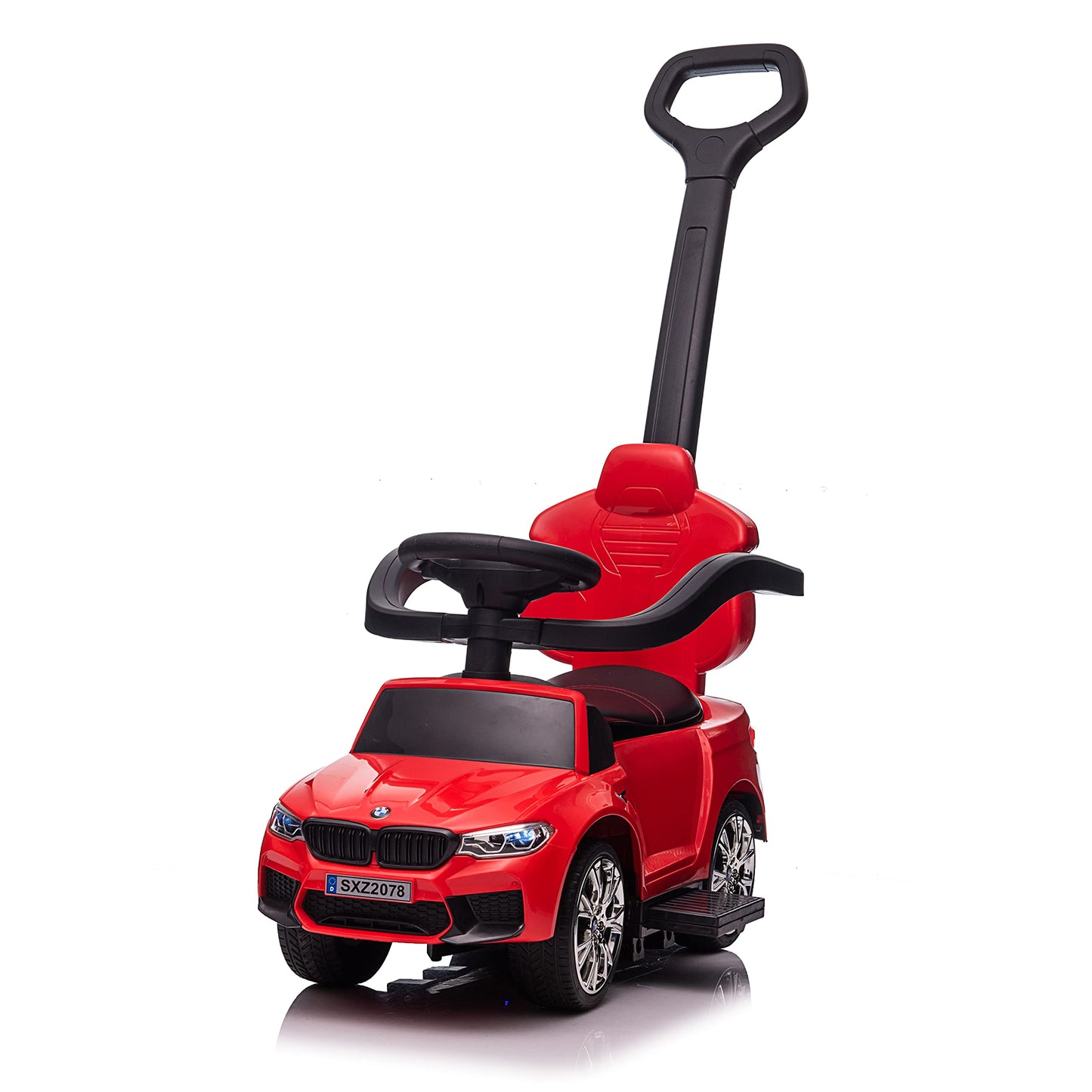 Best Ride On Cars BMW 4 in 1 Battery Powered Push Car, Red, Large