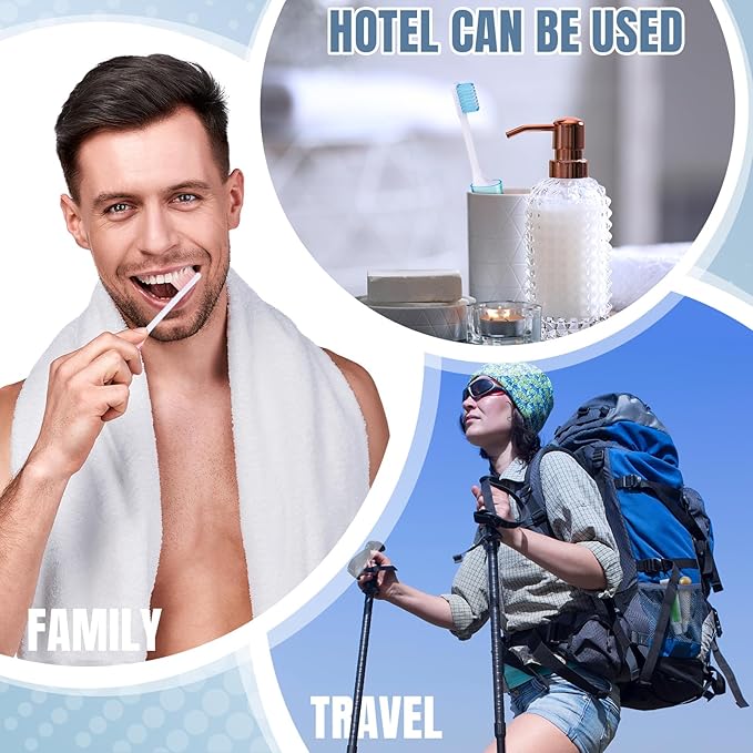 Patelai 2 Pcs Travel Toothbrush Set, Soft Bristle Mini Foldable Tooth Brush with Case, Individually Wrapped Small Portable Travel Size Toiletries Stuff for Camping (Couple Color)