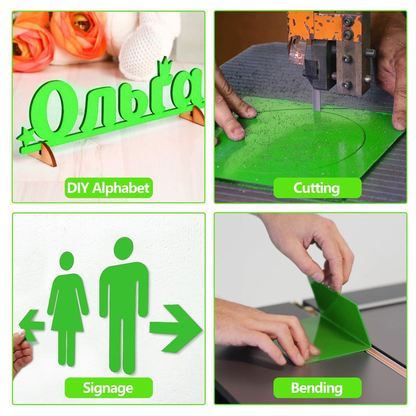 Frddiud 3 Pcs Green Acrylic Sheets, 12 x 12 x 1/8 Inch Laser Cutting Plastic Plexiglass Panel, Sheets for DIY Projects, Crafts Art Display, Signs (Green)