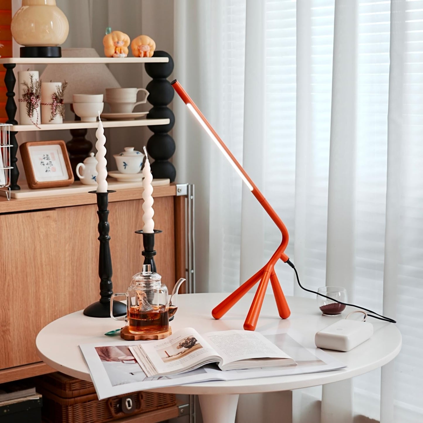 Simisand LED Creative Desk Lamp with USB Tybe-c Stepless Dimmable Eye Caring Desk Light for Home Office Bedroom Bedside College Dorm, Reading Lamp,Decorative Gift Table Lamp Red Orange