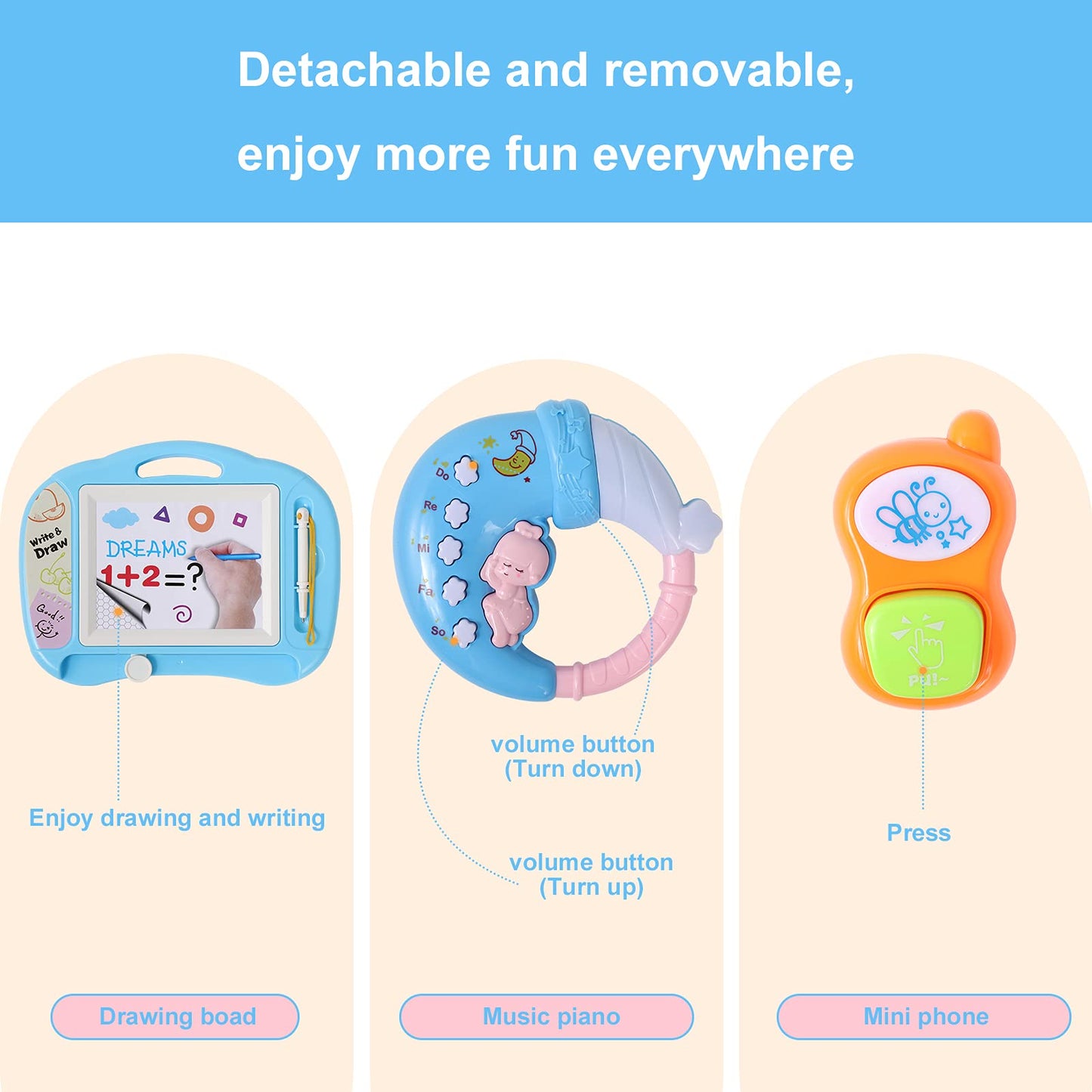 Cuterabit 2 in 1 Sit to Stand Baby Walker with Music and Light, Push Toys for Toddlers 1-3 for Learning to Walk, Baby Walking Toys 6 to 12 Months for Infants Babies Toddlers Boys Girls