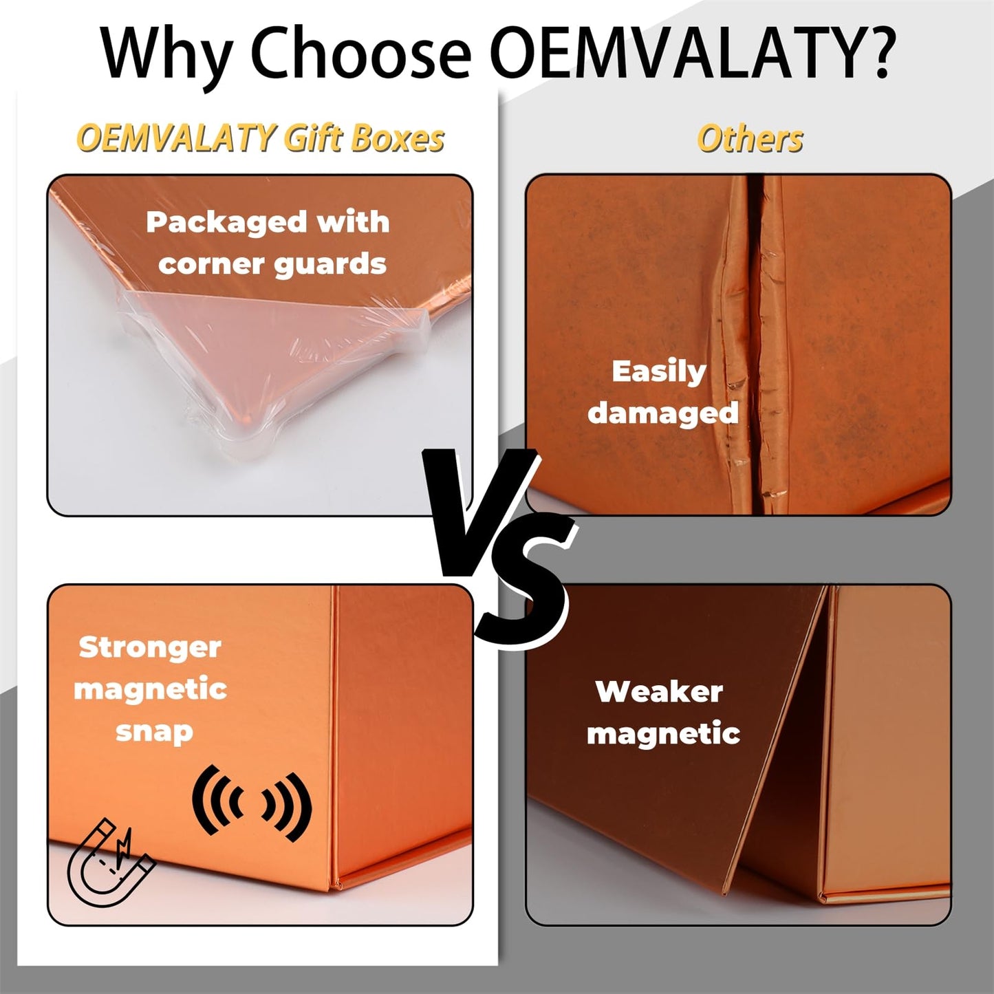 OEMVALATY Rose Gold Gift Box,16x16x6 Inches Gift Boxes with Lids for Presents with Magnetic Closure and Ribbon for Wedding,Storage,Birthday