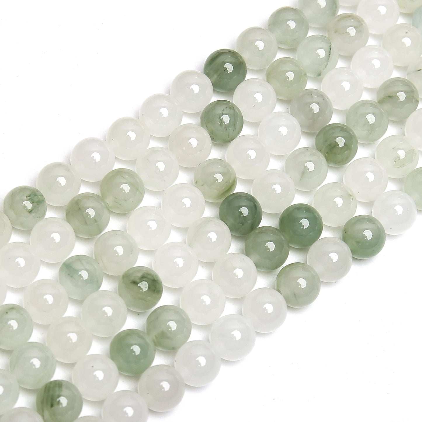70PCS Natural 8MM Healing Gemstone, Iceberg Jade Energy Stone Round Loose Beads, Semi-Precious Crystal Beads with Free Elastic String for Jewelry Making DIY