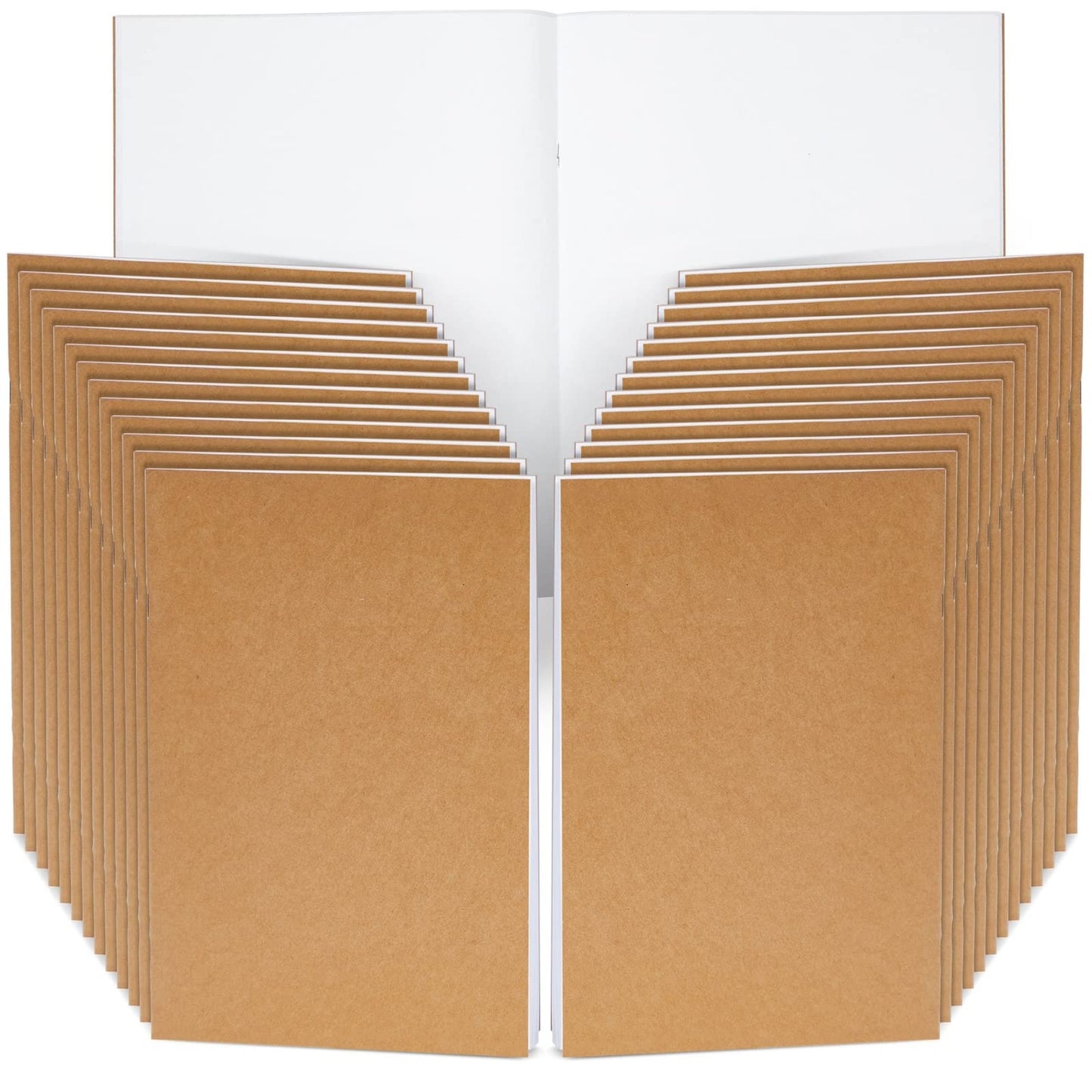 Paper Junkie Journaling Notebooks - 24 Pack, 8.5 x 11 In, Brown, Soft Cover - Blank Unlined Kraft Paper Sketchbooks & Writing Journals Bulk for Sketching & Note Taking