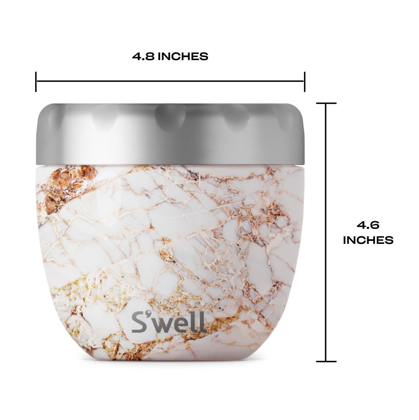 S'well Eats 2-in-1 Nesting Bowls Triple-Layered Vacuum-Insulated Containers Keeps Food and Drinks Cold for 11 Hours and Hot for 7-with No Condensation-BPA Free, 21.5 oz, Calacatta Gold