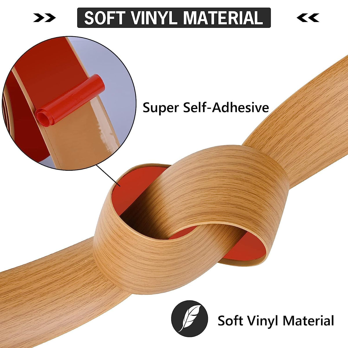 20Ft Floor Transition Strip Self Adhesive Vinyl Cover Floor Strip Flat Divider Transition Strip Wood Grain Design for Laminate Floor Gaps and Doorway Transitions