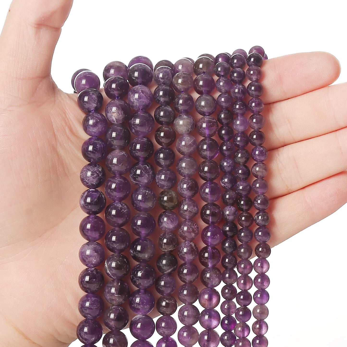 45pcs 8mm Natural Stone Beads Amethyst Beads Energy Crystal Healing Power Gemstone for Jewelry Making, DIY Bracelet Necklace