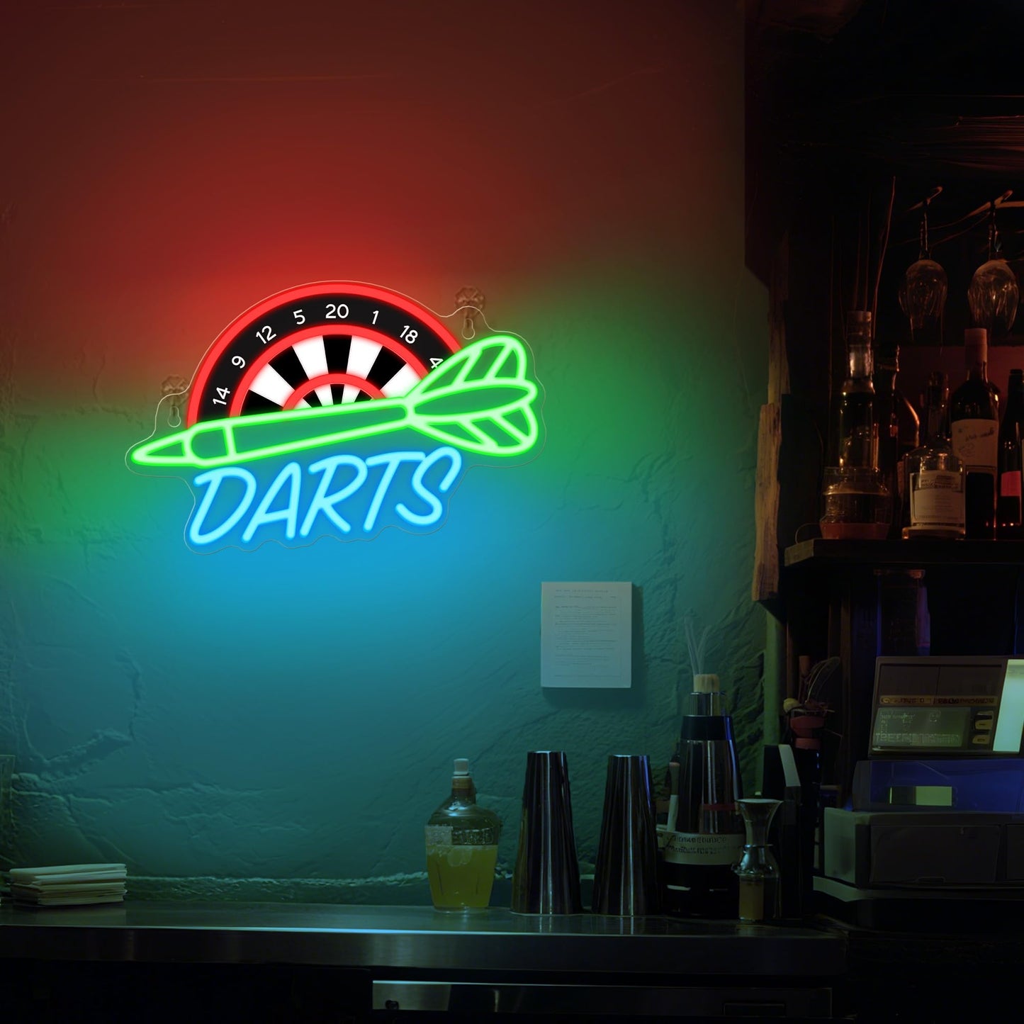 CoolGift Mart Darts Neon Light, Dimmable LED Dart Neon Wall Sign USB Powered, Decorations for Bedroom Living Room Game Room Man Cave Bars Clubs, Birthday Gift for Darts Enthusiasts