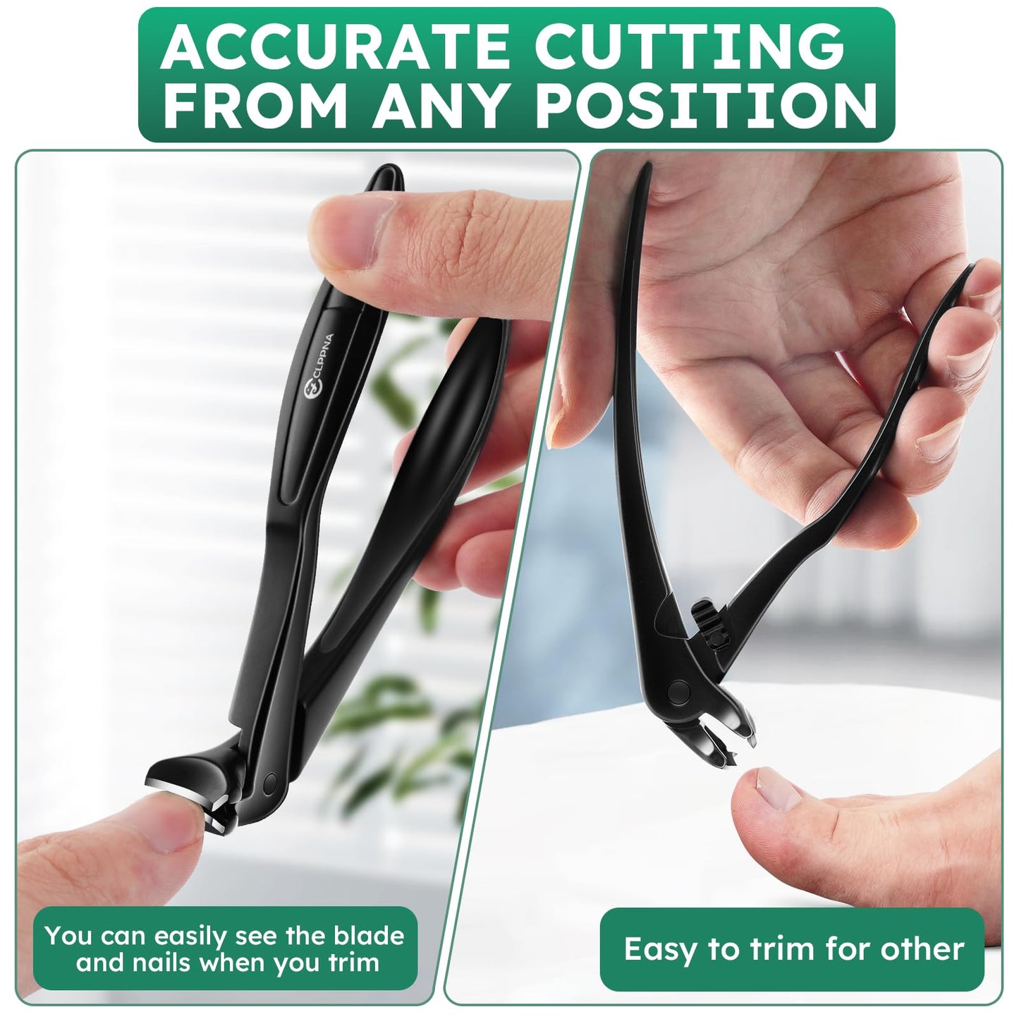 Upgrade Long Handled Toenail Clippers for Seniors with Lock, Large Toe Nail Clippers for Thick Toenails for Men Women, Wide Opening Slanted Fingernail Clippers with Catcher Precision Nail Cutter Set
