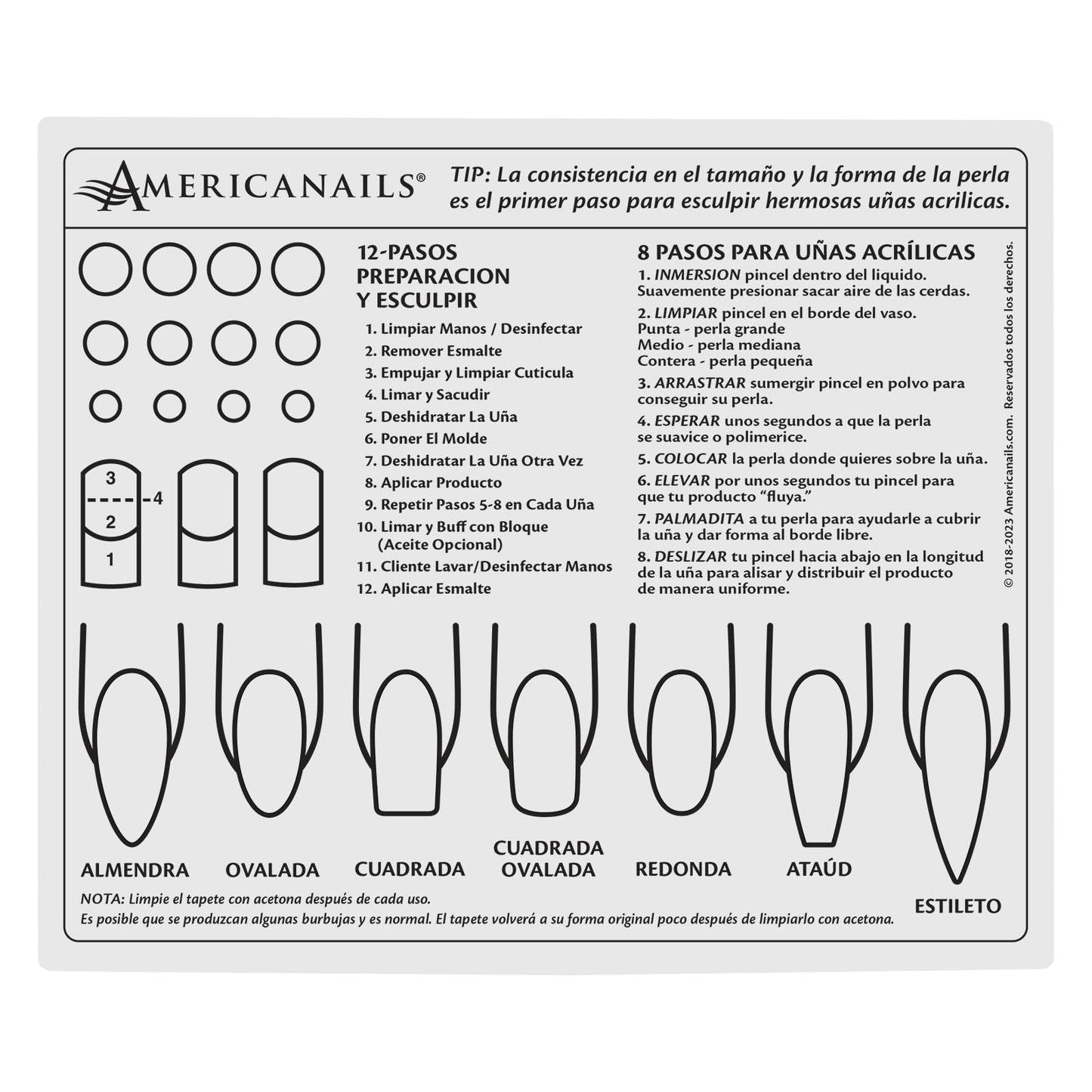 Americanails Plantilla Instructiva Mini de Silicona para Técnicas de Uñas Acrílicas: Mejora tus Habilidades, Aprendizaje Basado en Zonas y Limpieza Sencilla
