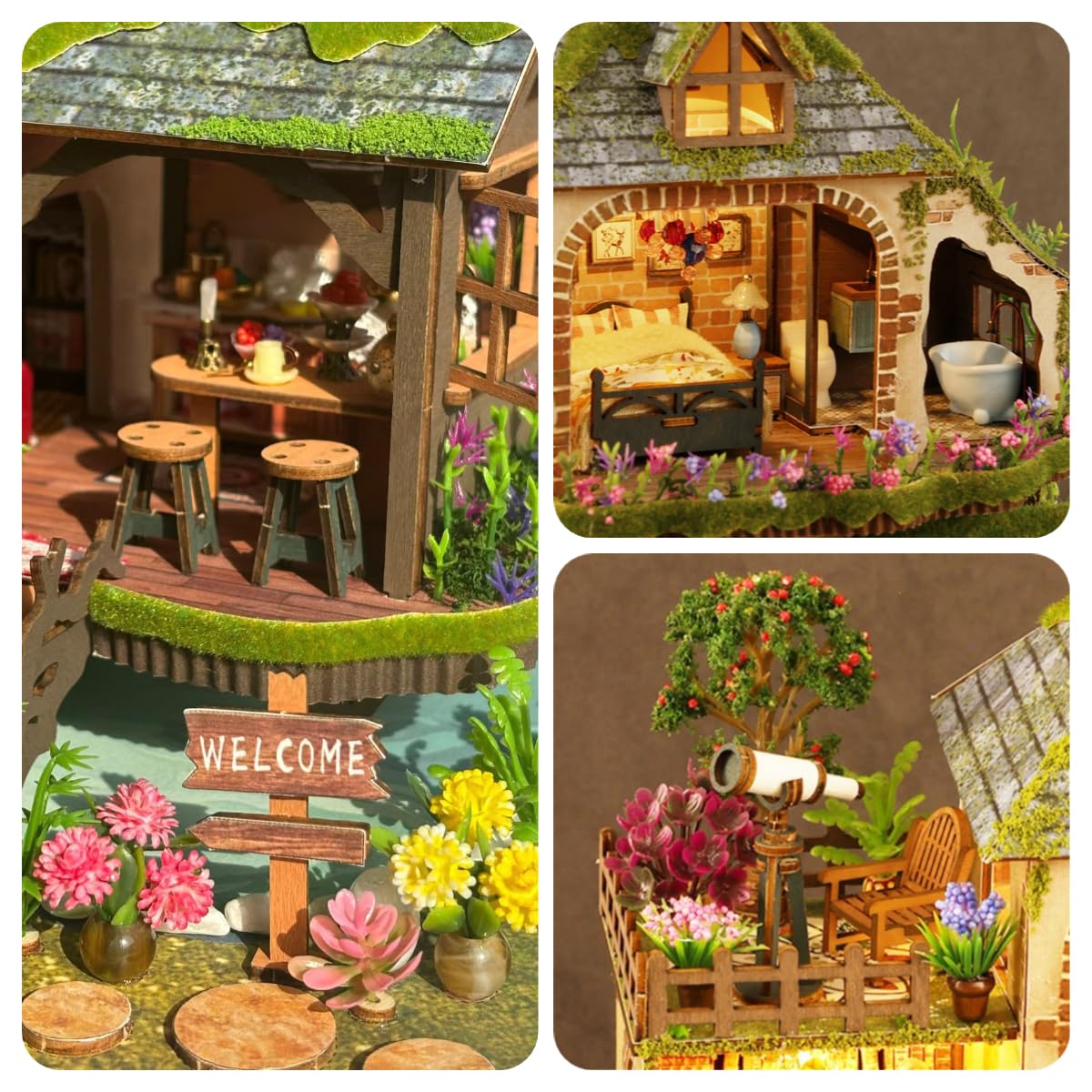 RHZN Miniature House Kit, Dollhouse Kit, Miniature Kit, DIY Mini House Building Kit for Adult, Forest Adventure