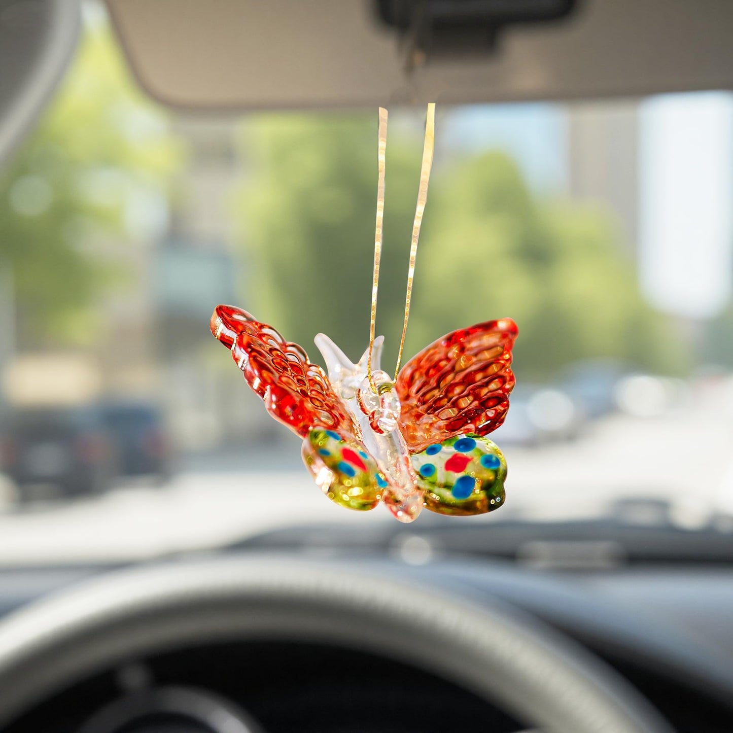 4pcs Glass Butterfly Ornament 1.7inch Hanging Crystal Butterflies Ornaments Decor for Home Window