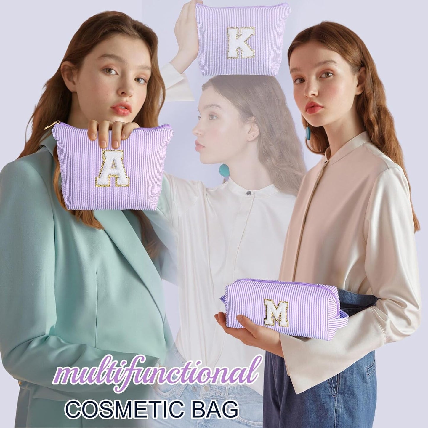 YOOLIFE Birthday Gifts for Women Mom - Makeup Bag Gifts Idea for Her Mom Teacher | Personalized Cute Initial Makeup Bag Pouch for Women Friends Female Girlfriend Wife | Cosmetic Travel Toiletry Bag I