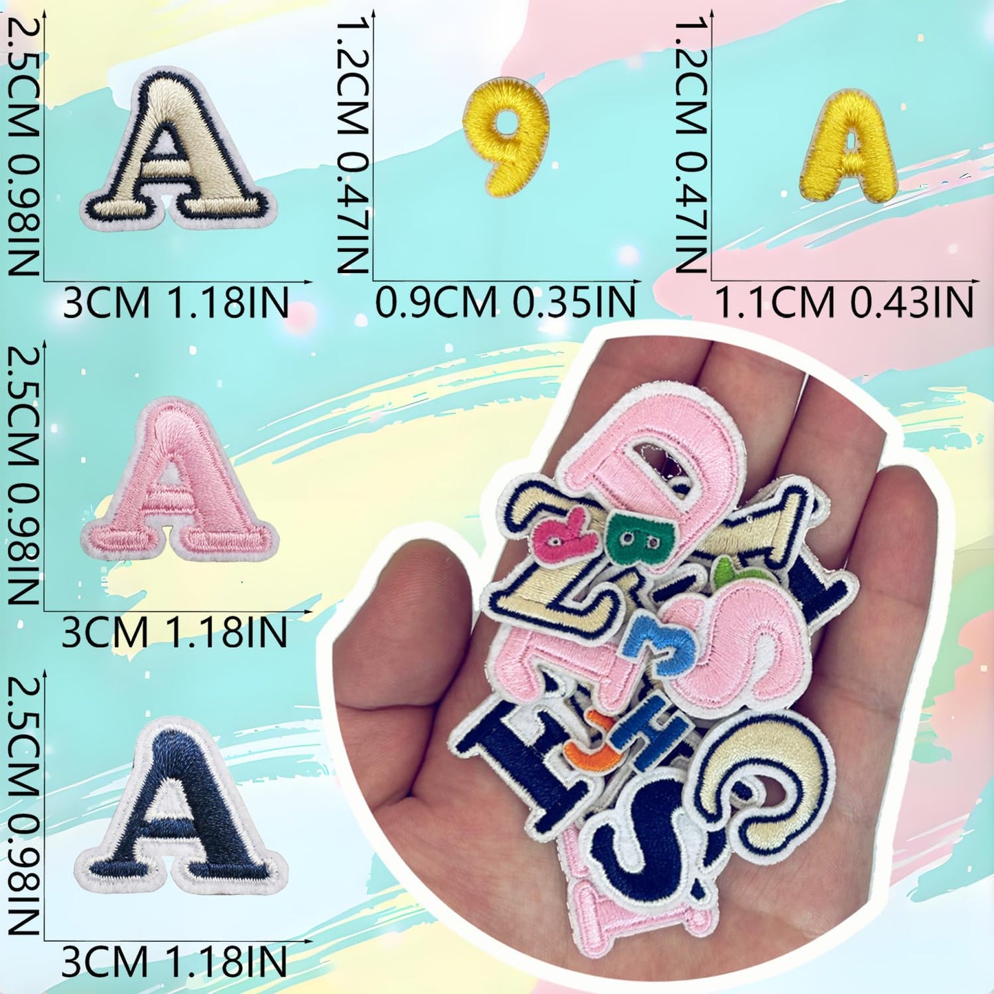 114Pcs Iron on Letter Patches Kit Small Size Letter Embroidered Fabric Patch DIY Coin Purse Card Holder Decorative Patch