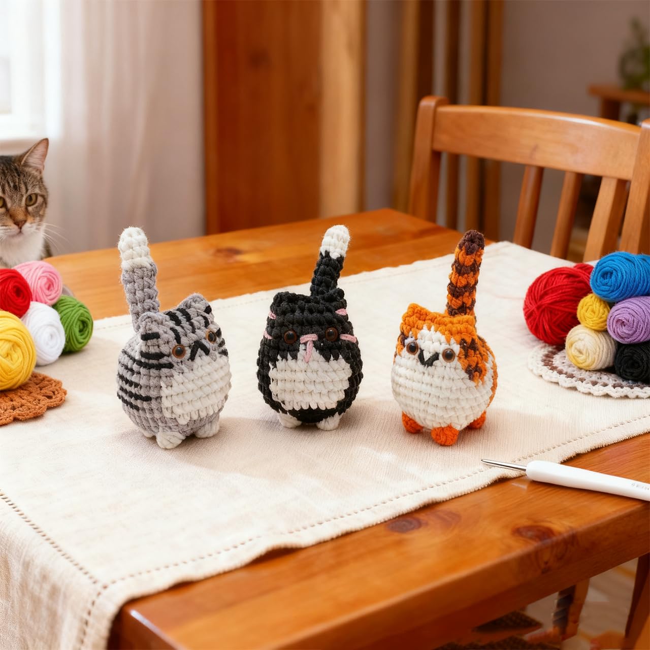 Crochet Kit for Beginners with Step by Step Manual & Video Guides, Amigurumi Crochet Kits for Starters Knitting, Beginner Crochet Animals for Adults Teens with Safety Eyes, Hooks, Easy Yarn, Needles