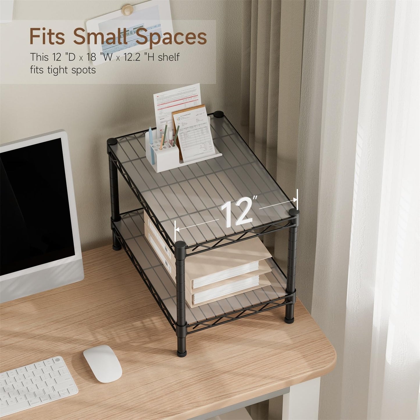 Golpart 4 Tier Shelves Storage Shelf Wire Closet Bathroom Organizers Metal Pantry Kitchen Garage Shelving Unit Laundry Room Organization Home Rack Net Basket Black with Wheels 14”D X 24”W X 48.9”H