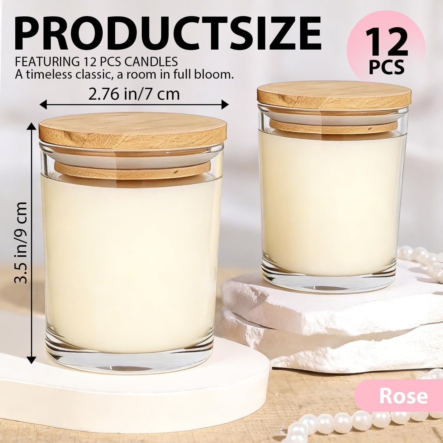 Trxvxo 12 PCS 6oz Rose Scented Pure Soy Wax Aromatherapy Candles | Relaxing Home Fragrance Gift Box | Bulk Favors for Wedding, Party, Spa & Home Decor