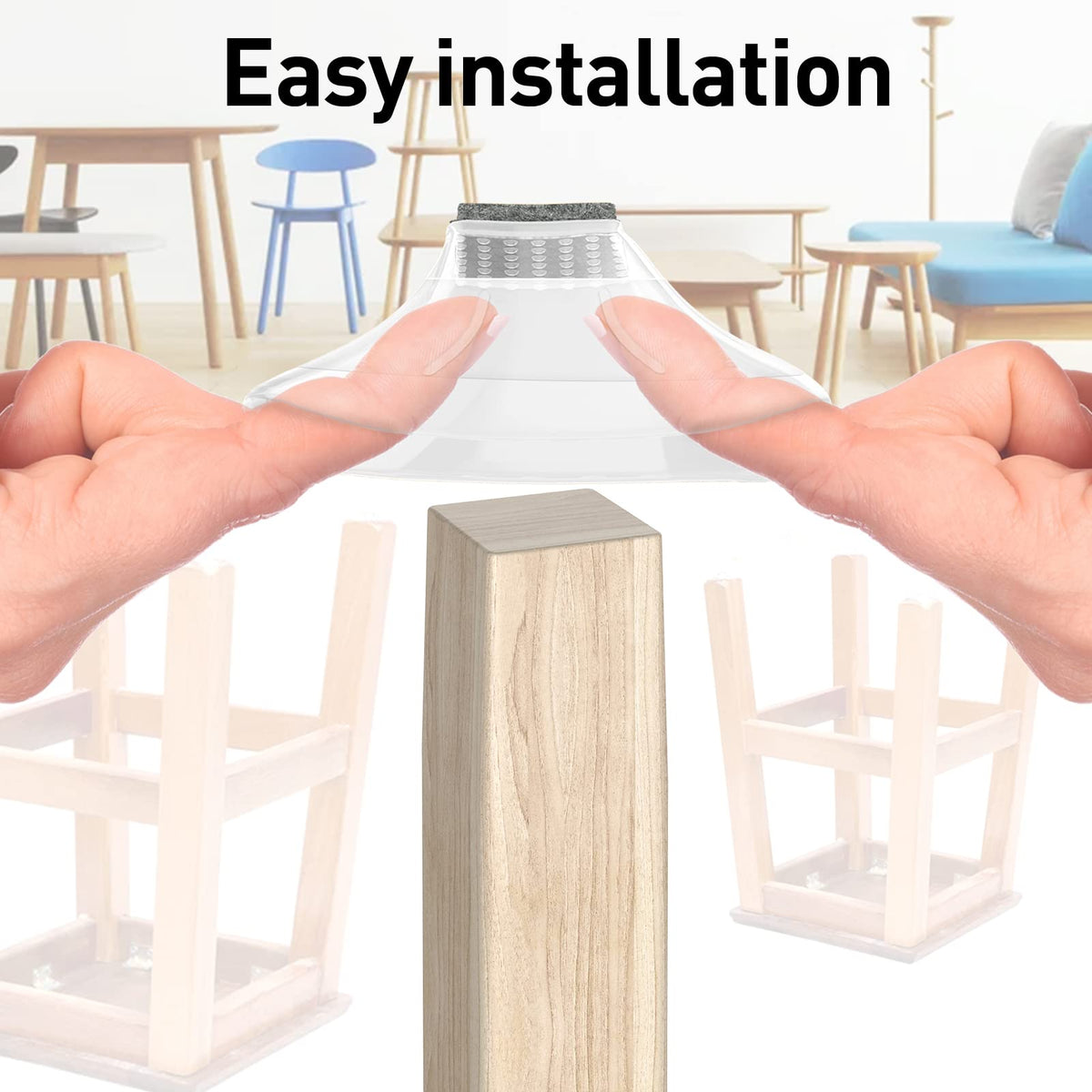 Clear Square Chair Leg Floor Protectors for Hardwood (16 Count)